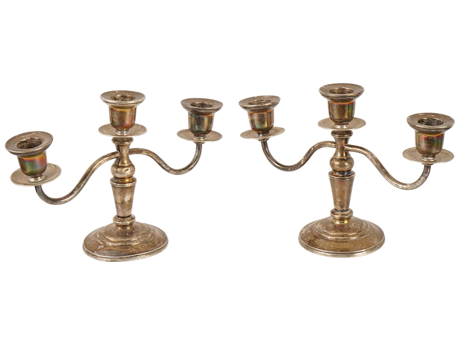 PAIR OF VINTAGE STERLING SILVER CANDELABRAS (1 of 9)