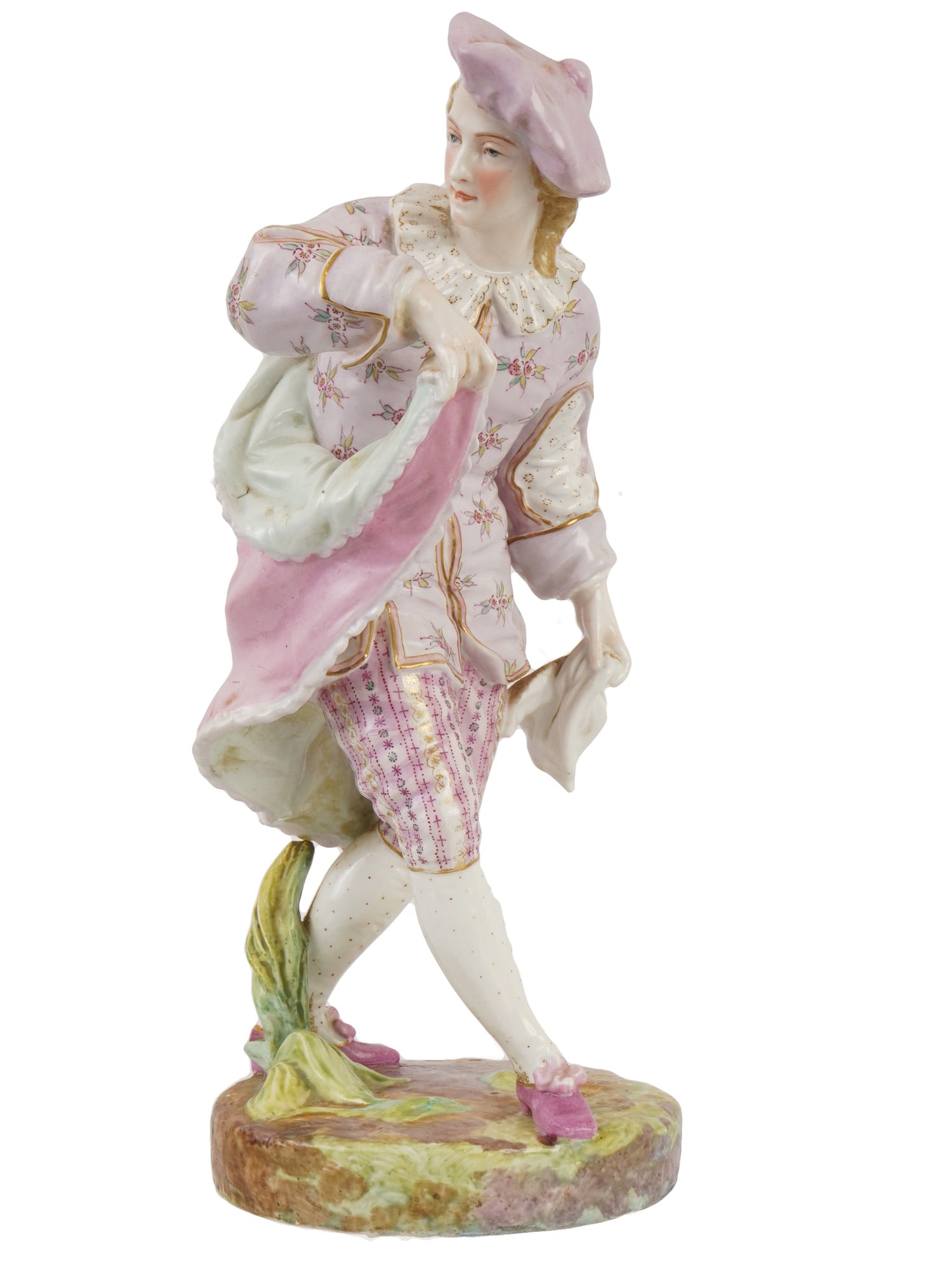 ANTIQUE GERMAN ROCOCO PAINTED PORCELAIN FIGURINE (1 of 8)