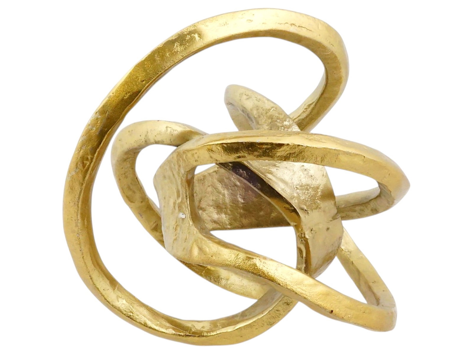 MODERNIST ABSTRACT GOLD PATINATED METAL KNOT SCULPTURE (1 of 8)