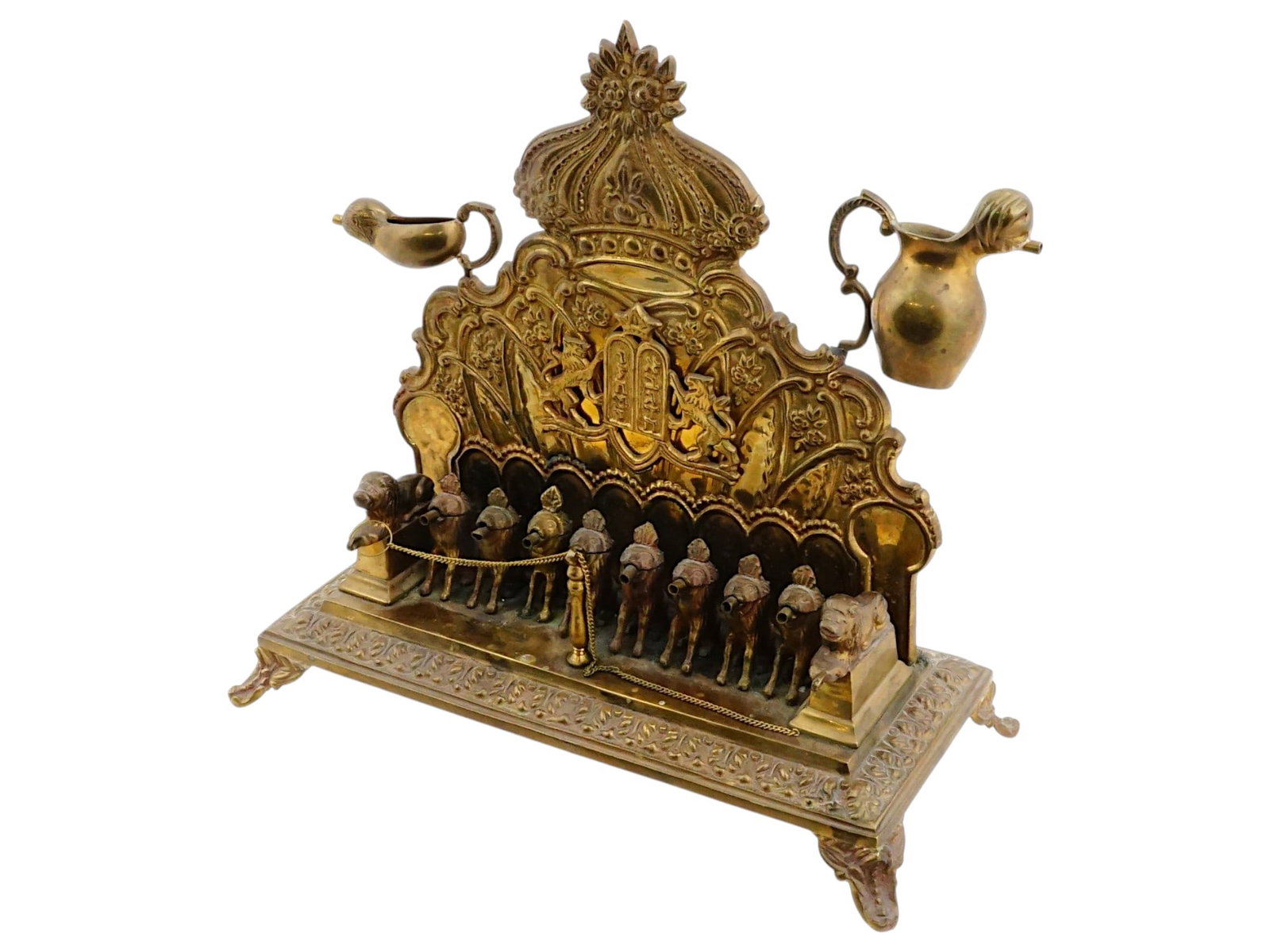 ANTIQUE JUDAICA BEZALEL BRONZE HANUKKIAH MENORAH (1 of 10)