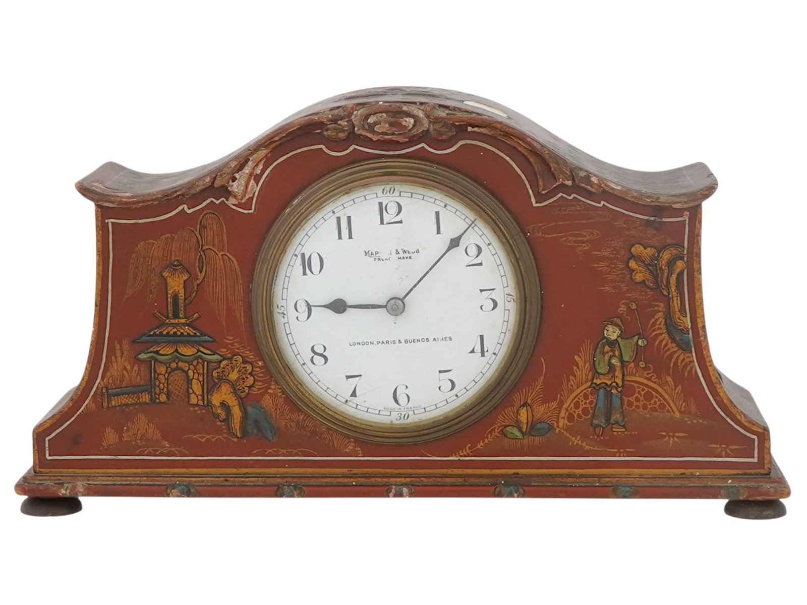 ANTIQUE CHINOISERIE MANTEL CLOCK BY MAPPIN AND WEBB (1 of 9)