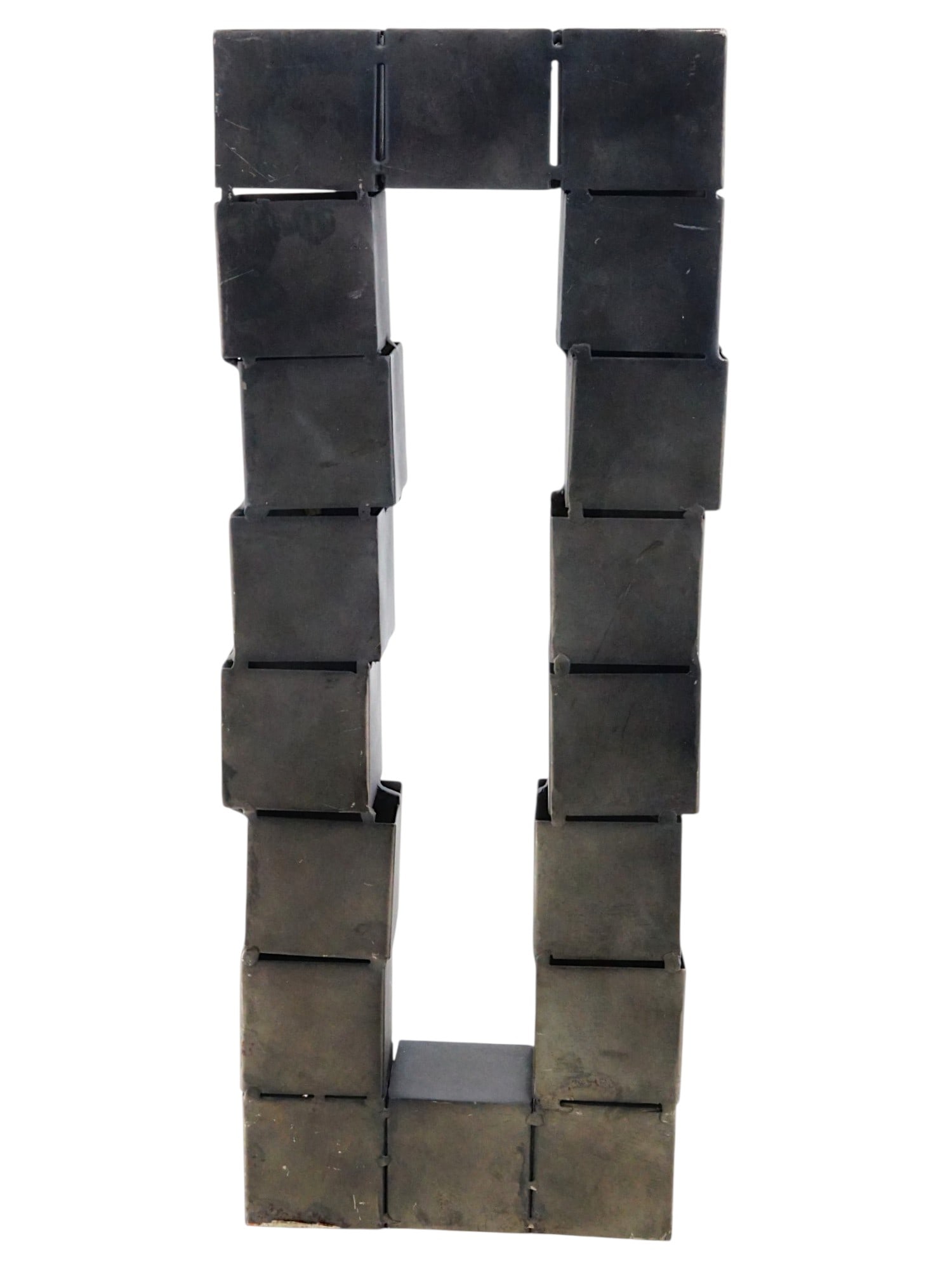 MODERN BRUTALIST STACKED METAL CUBES SCULPTURE (1 of 9)