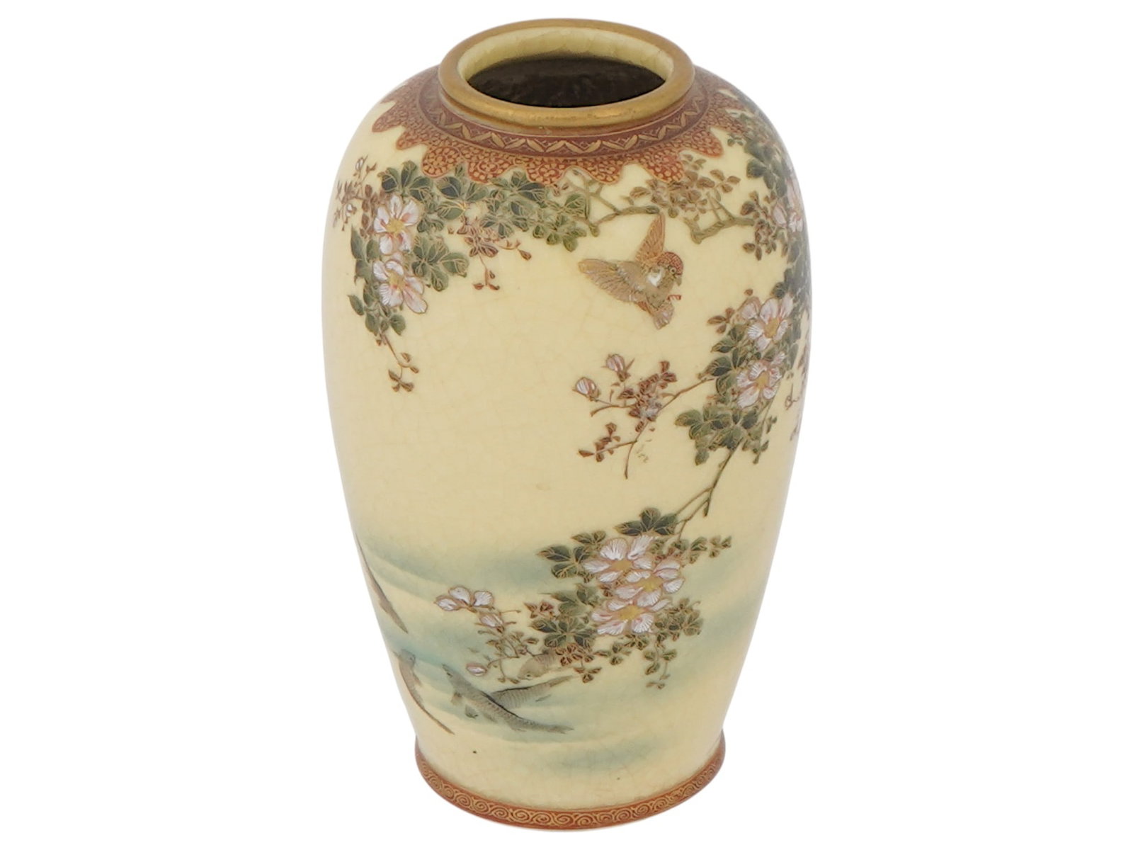 ANTIQUE JAPANESE MEIJI SATSUMA ENAMELED PORCELAIN VASE (1 of 8)