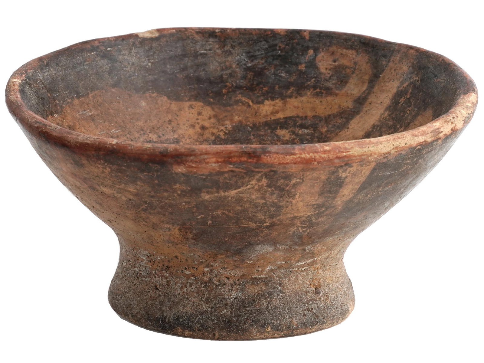 ANCIENT PRE COLUMBIAN TERRACOTTA HAND PAINTED STEM BOWL (1 of 8)