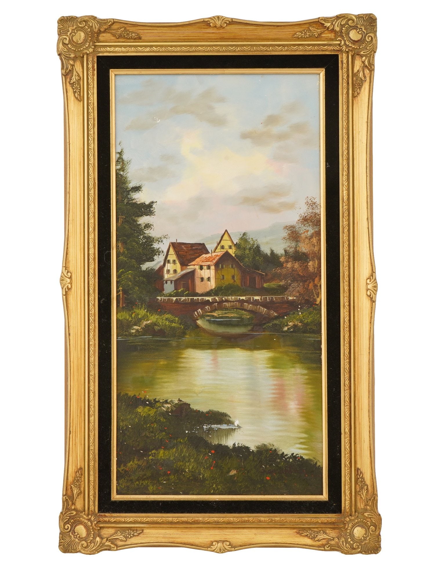 VINTAGE EUROPEAN TOWN LANDSCAPE OIL PAINTING (1 of 6)