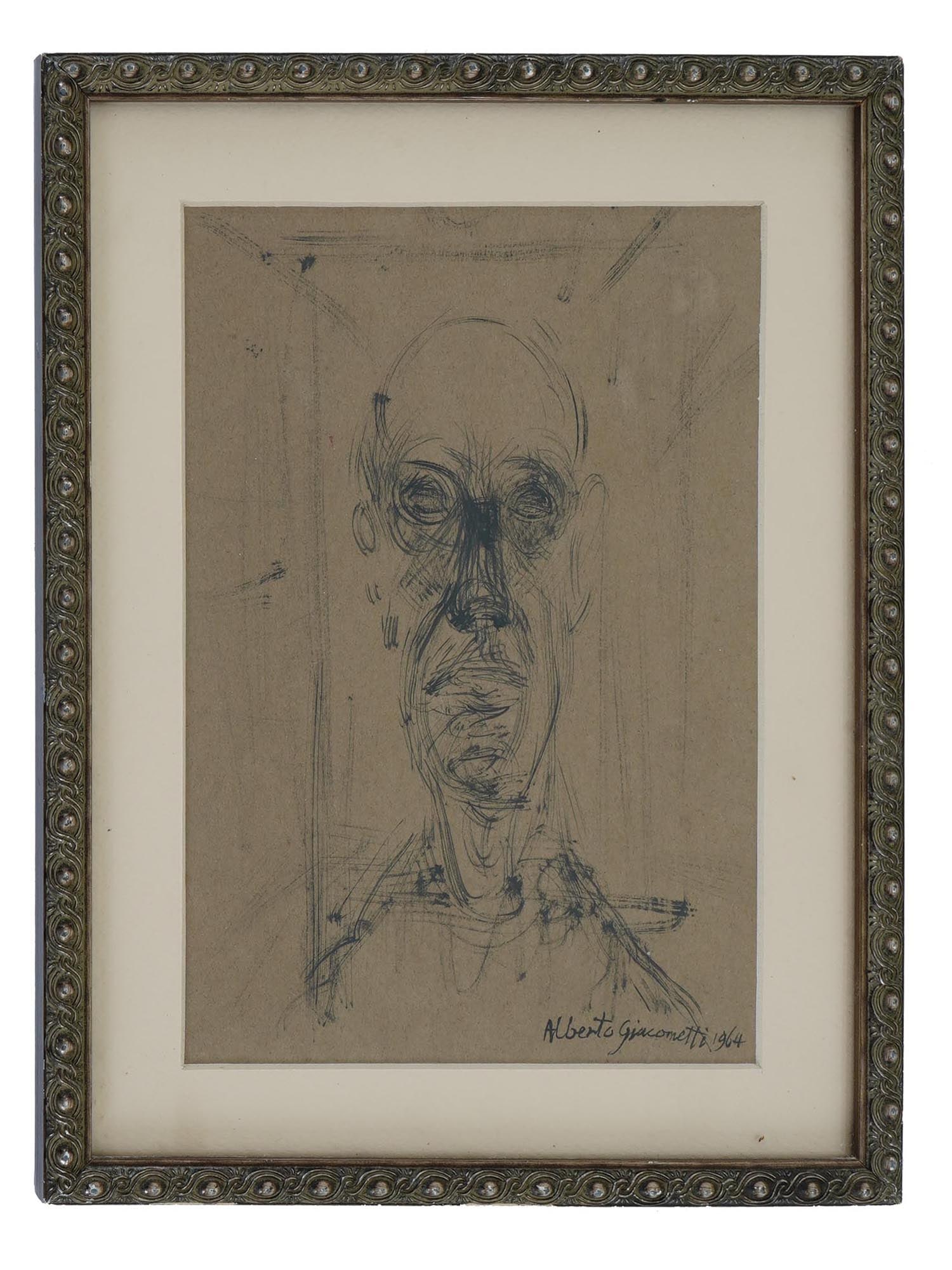 PORTRAIT INK PAINTING ON PAPER SIGNED (1 of 4)