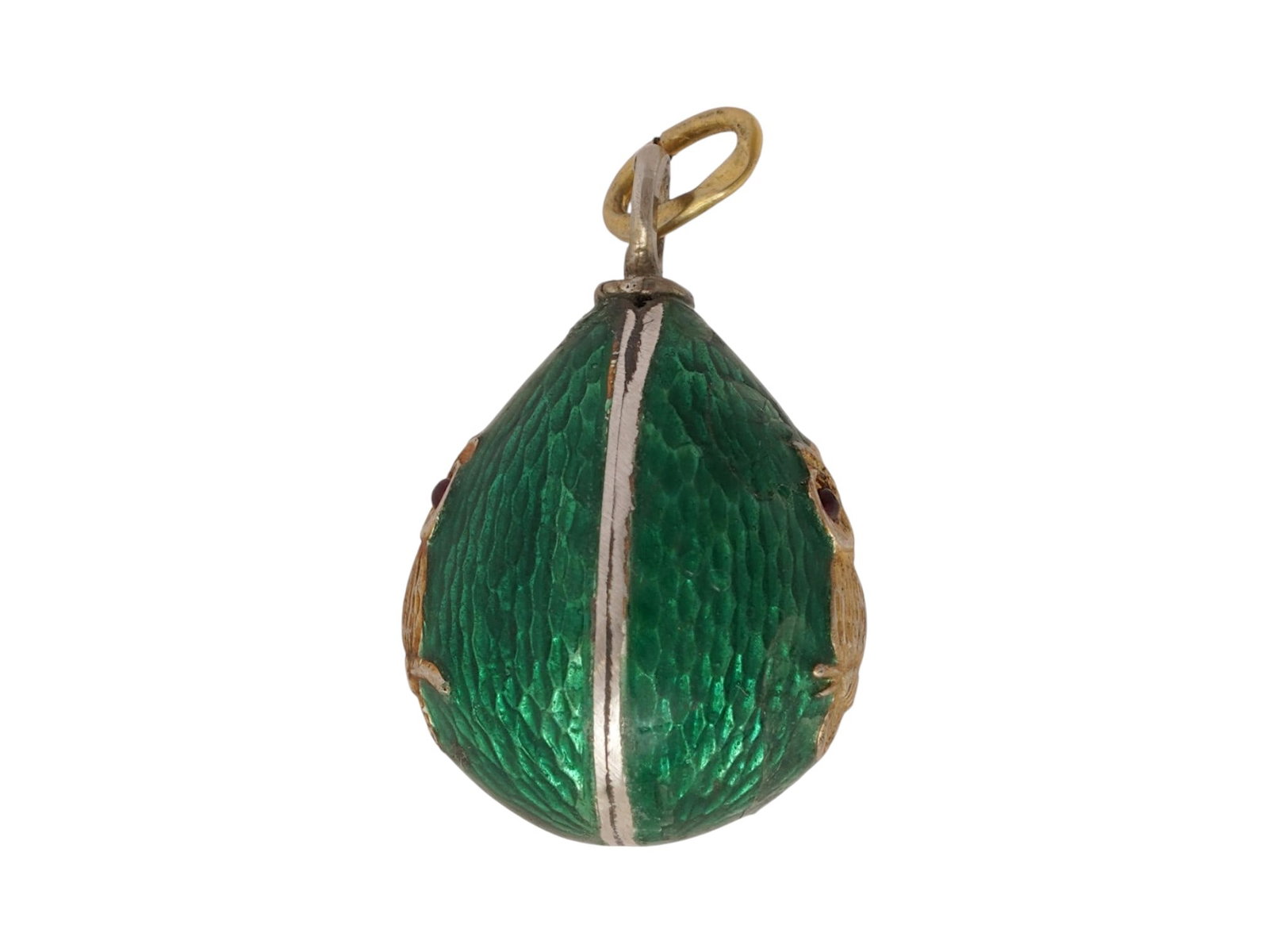 RUSSIAN SILVER GUILLOCHE ENAMEL EASTER EGG PENDANT - 2