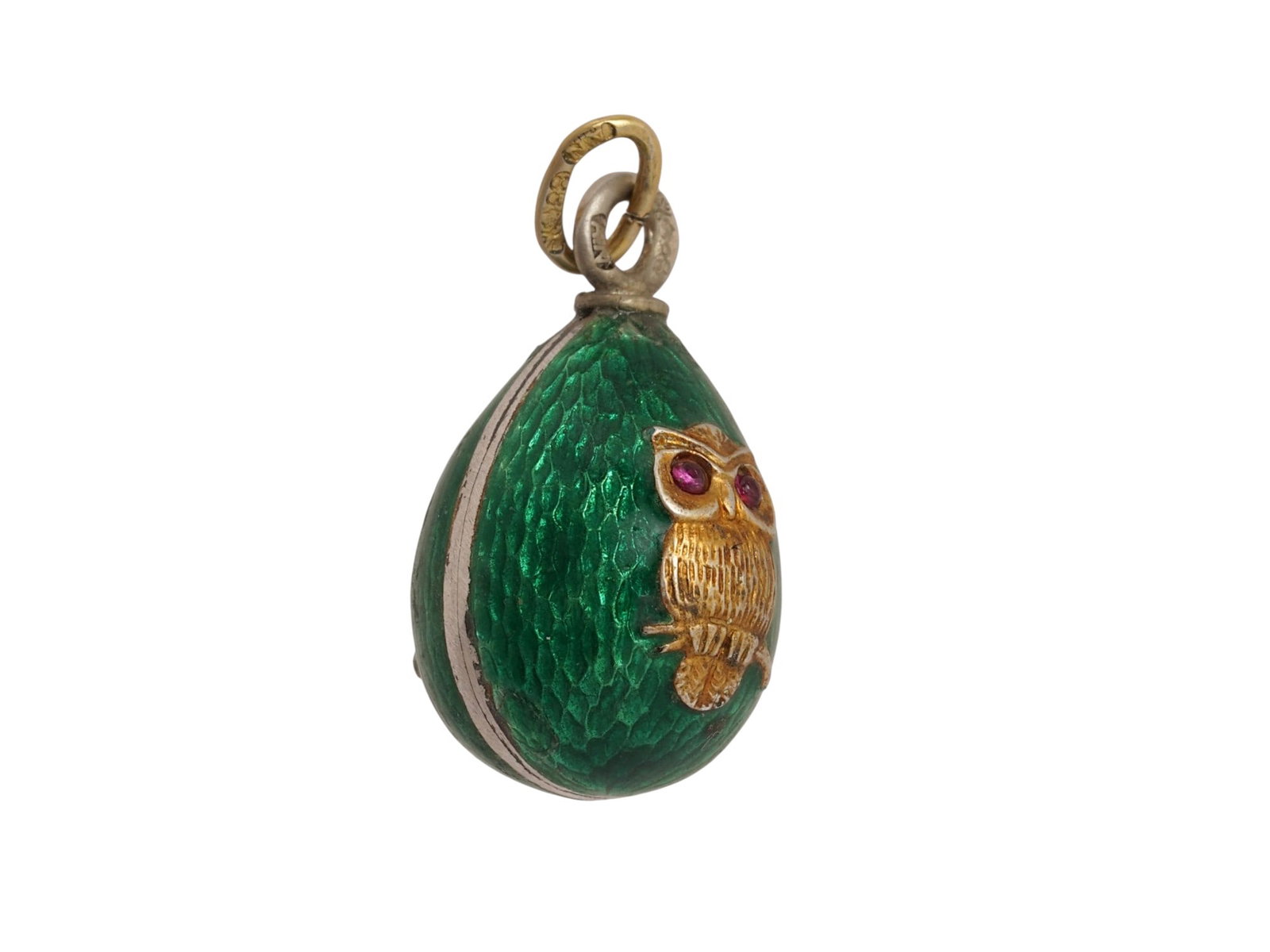 RUSSIAN SILVER GUILLOCHE ENAMEL EASTER EGG PENDANT - 3