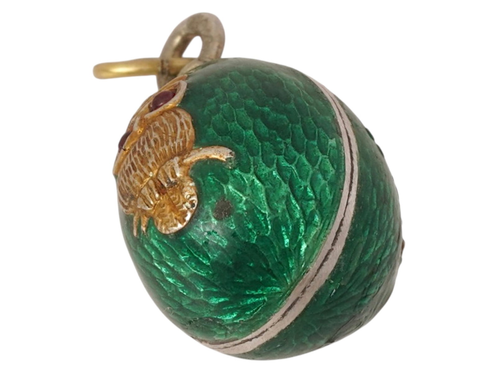 RUSSIAN SILVER GUILLOCHE ENAMEL EASTER EGG PENDANT - 4