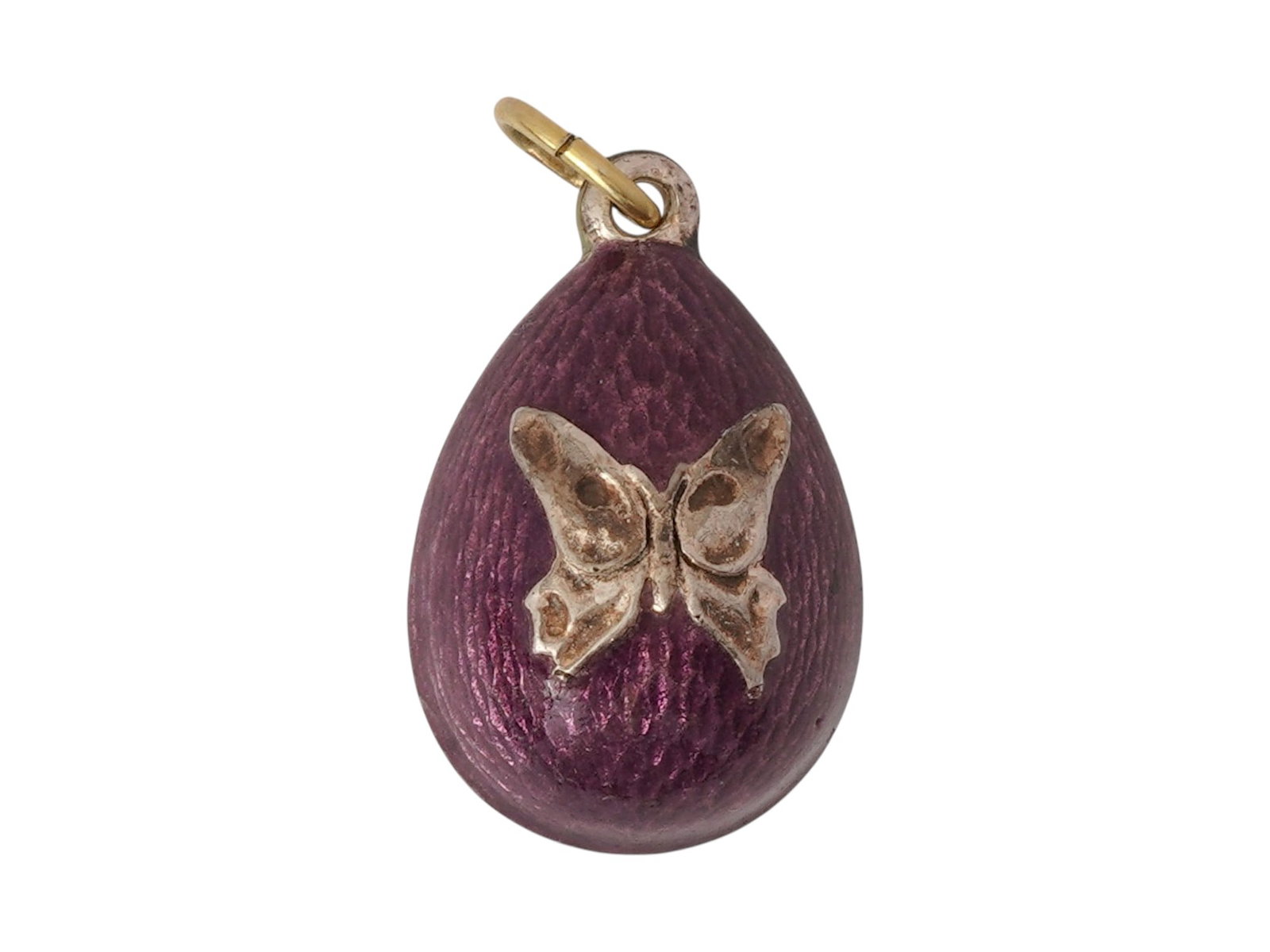 RUSSIAN GILT SILVER GUILLOCHE ENAMEL EASTER EGG PENDANT (1 of 5)
