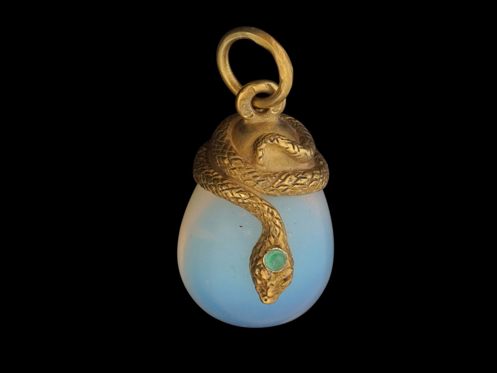 RUSSIAN IOLITE AND SILVER SNAKE EASTER EGG PENDANT (1 of 5)
