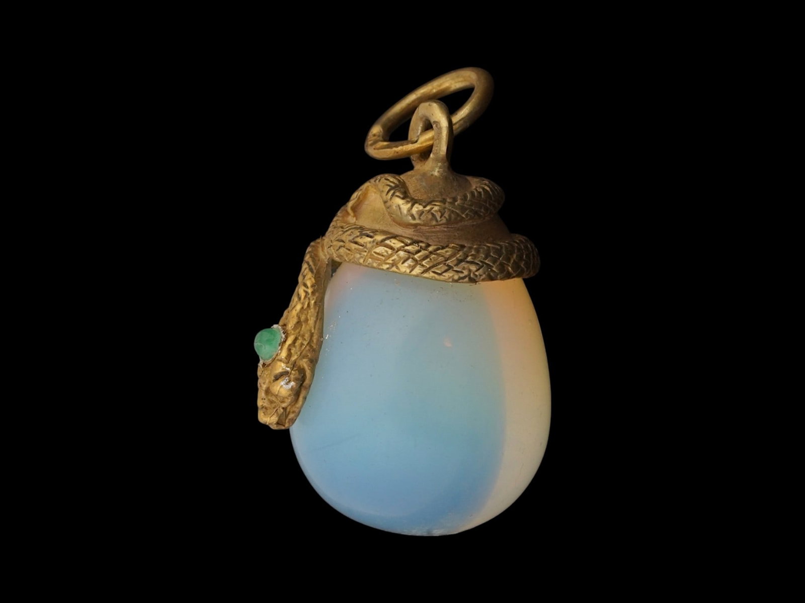 RUSSIAN IOLITE AND SILVER SNAKE EASTER EGG PENDANT - 2