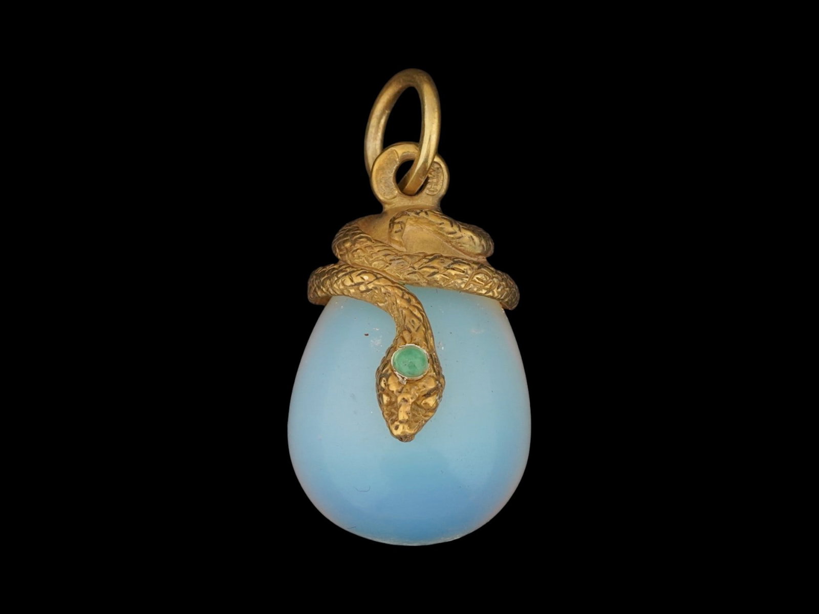 RUSSIAN IOLITE AND SILVER SNAKE EASTER EGG PENDANT - 3