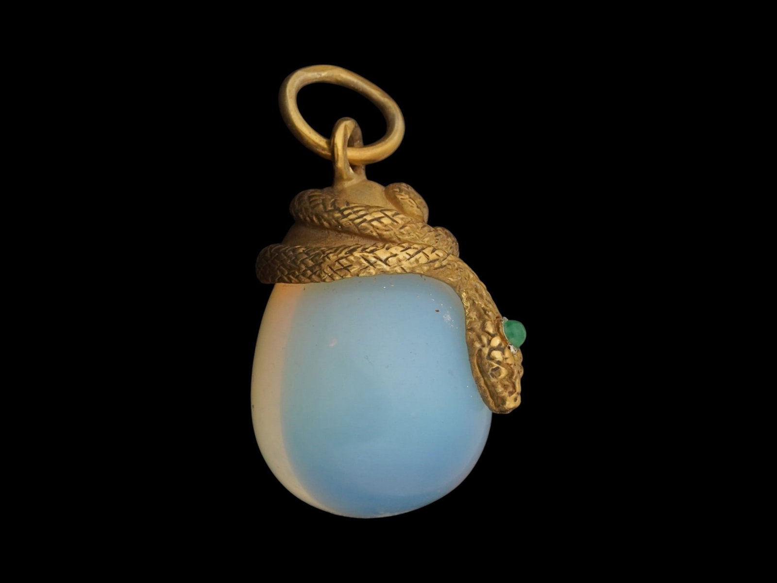 RUSSIAN IOLITE AND SILVER SNAKE EASTER EGG PENDANT - 4