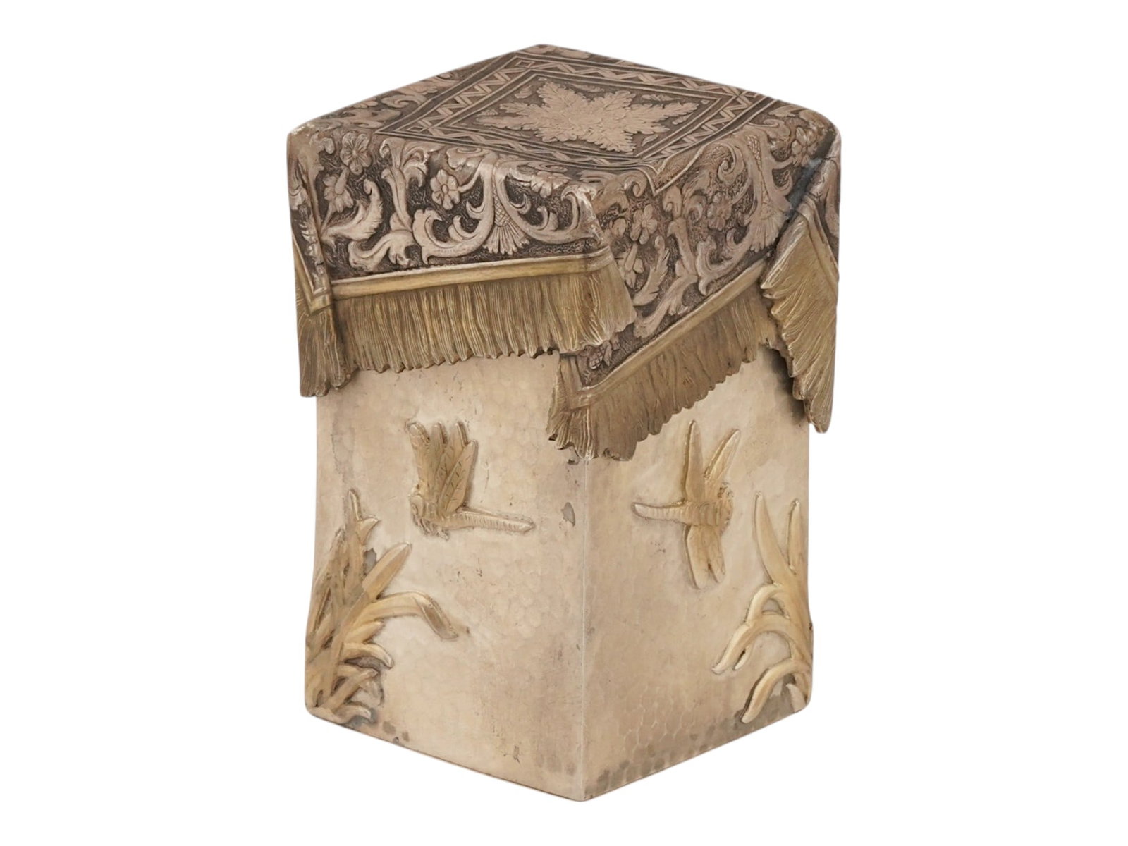 RUSSIAN SILVER TROMPE LOEIL DRAGONFLY TEA CADDY BOX (1 of 9)