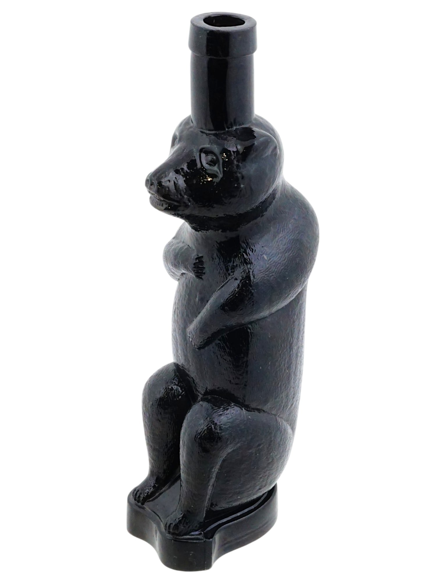 VINTAGE BLACK ART GLASS BEAR SCULPTURAL BOTTLE (1 of 7)