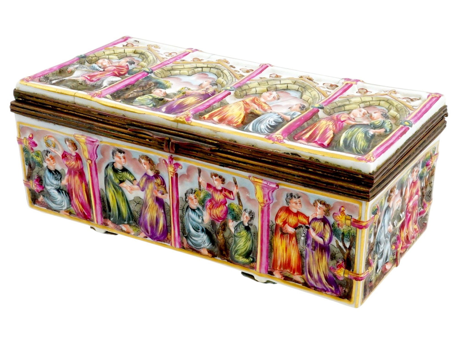 VINTAGE ITALIAN CAPODIMONTE PORCELAIN CASKET BOX (1 of 13)