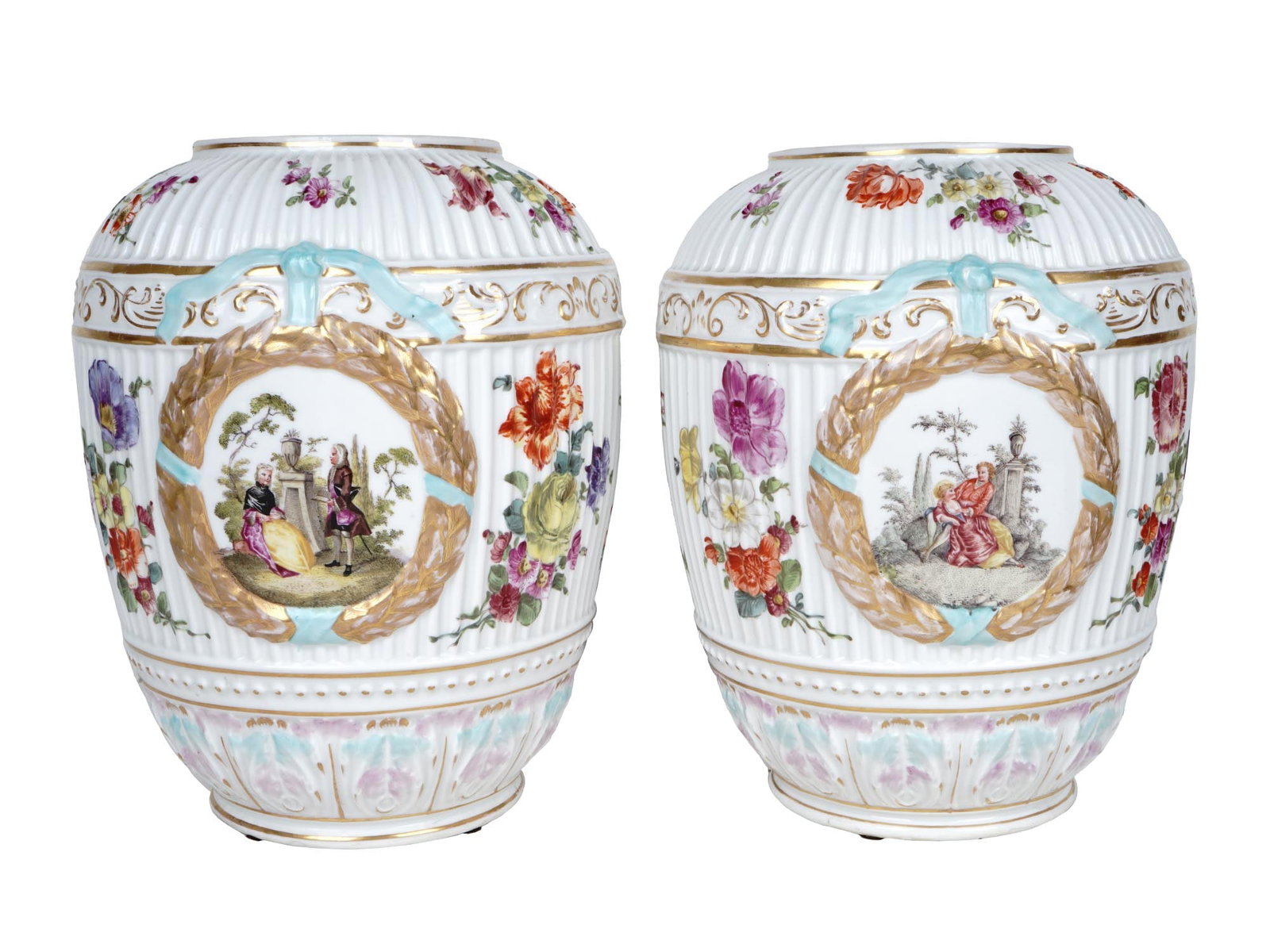 PAIR OF ANTIQUE GERMAN 19TH C KPM PORCELAIN VASES (1 of 8)