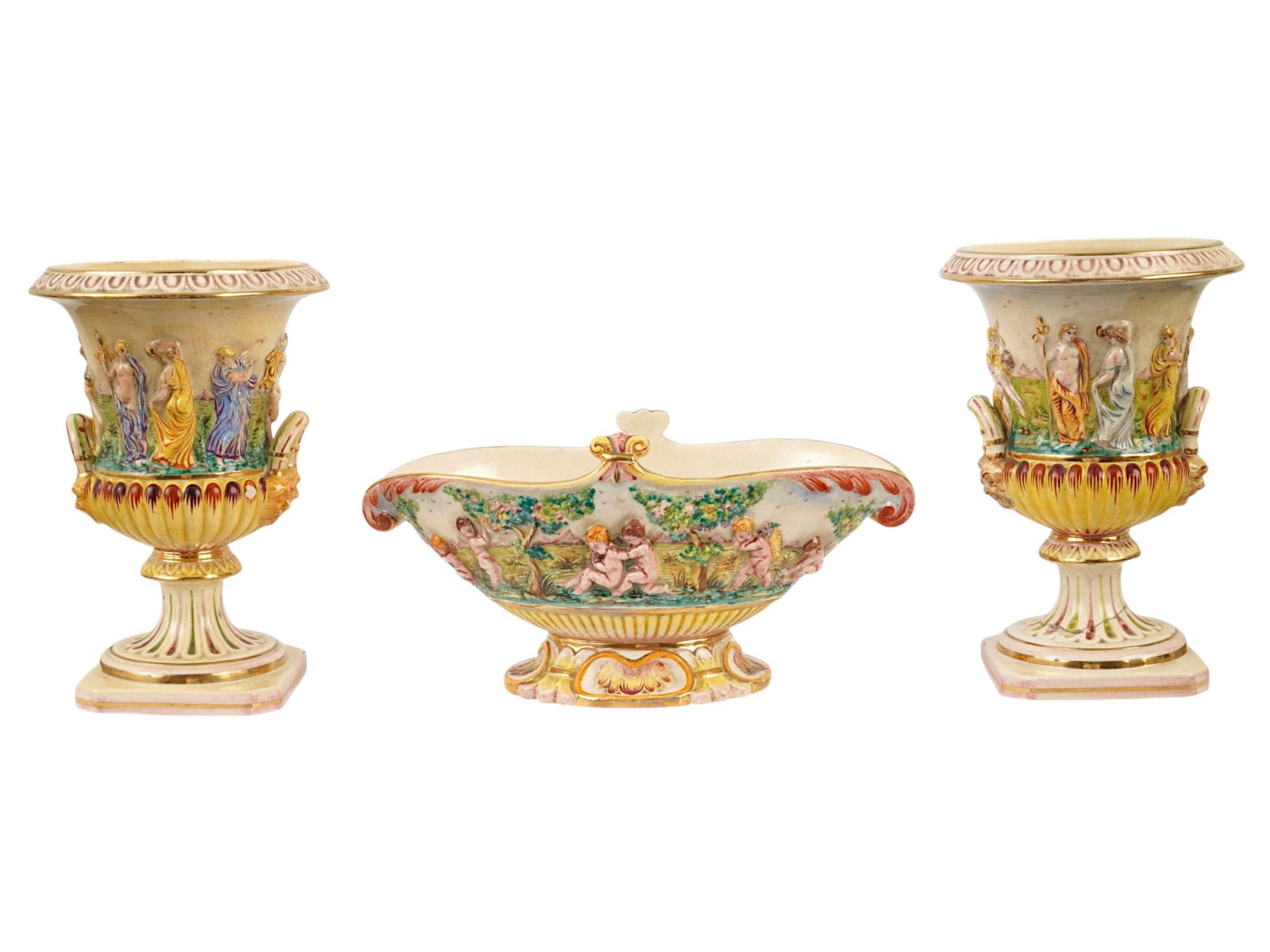 ITALIAN CAPODIMONTE PORCELAIN CUPS AND BOWL (1 of 13)