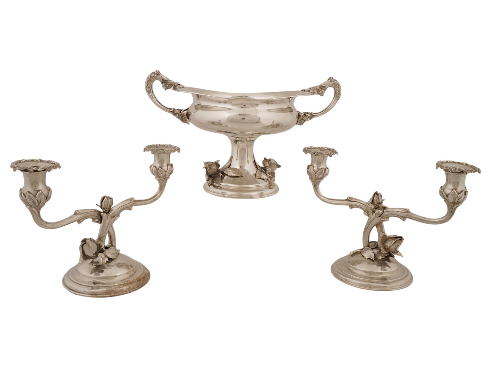 GERMAN ART NOUVEAU ST SILVER CENTERPIECE CANDLESTICKS (1 of 11)