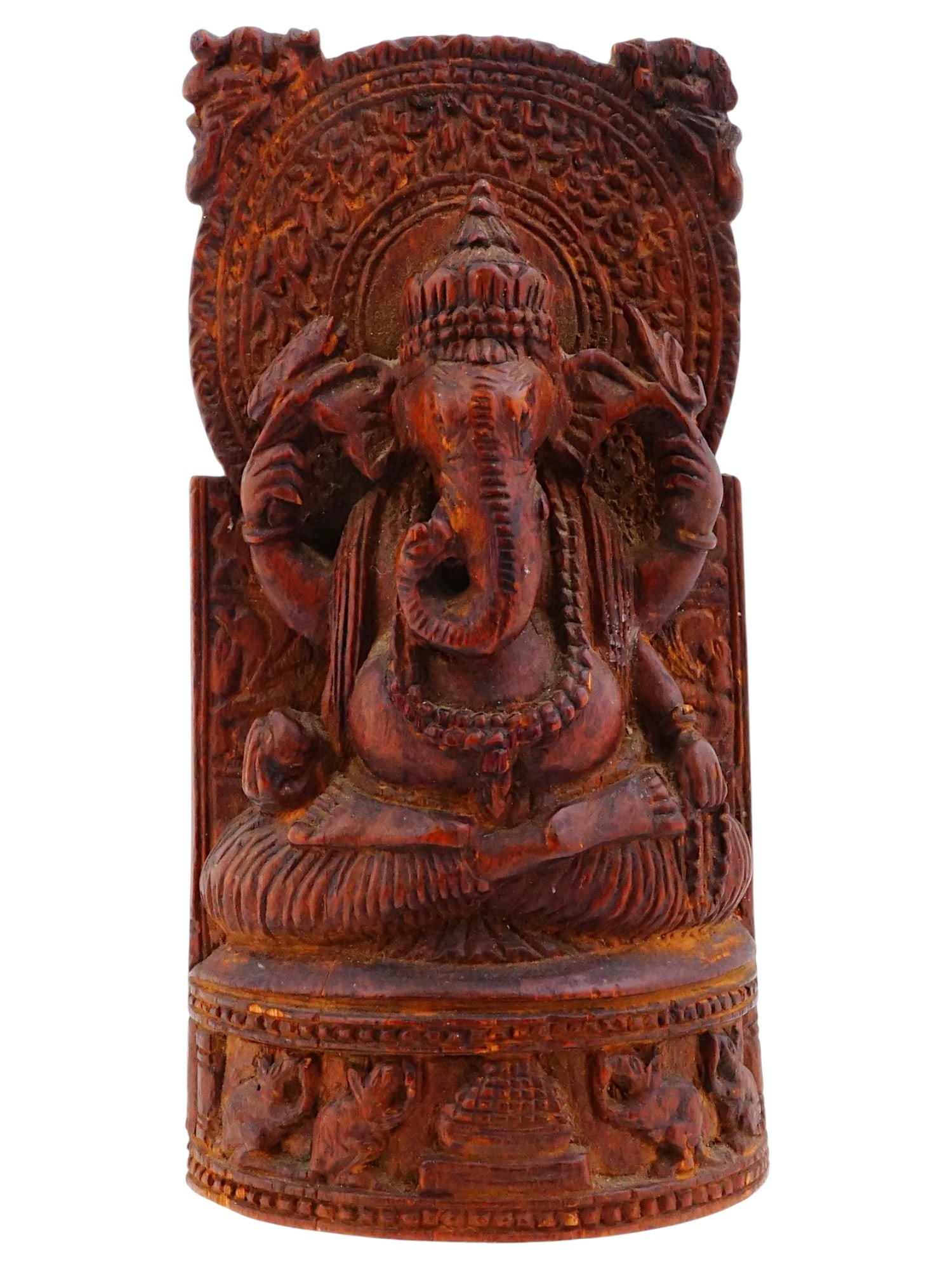 VINTAGE INDIAN CARVED WOOD WALL PANEL W GANESHA (1 of 9)