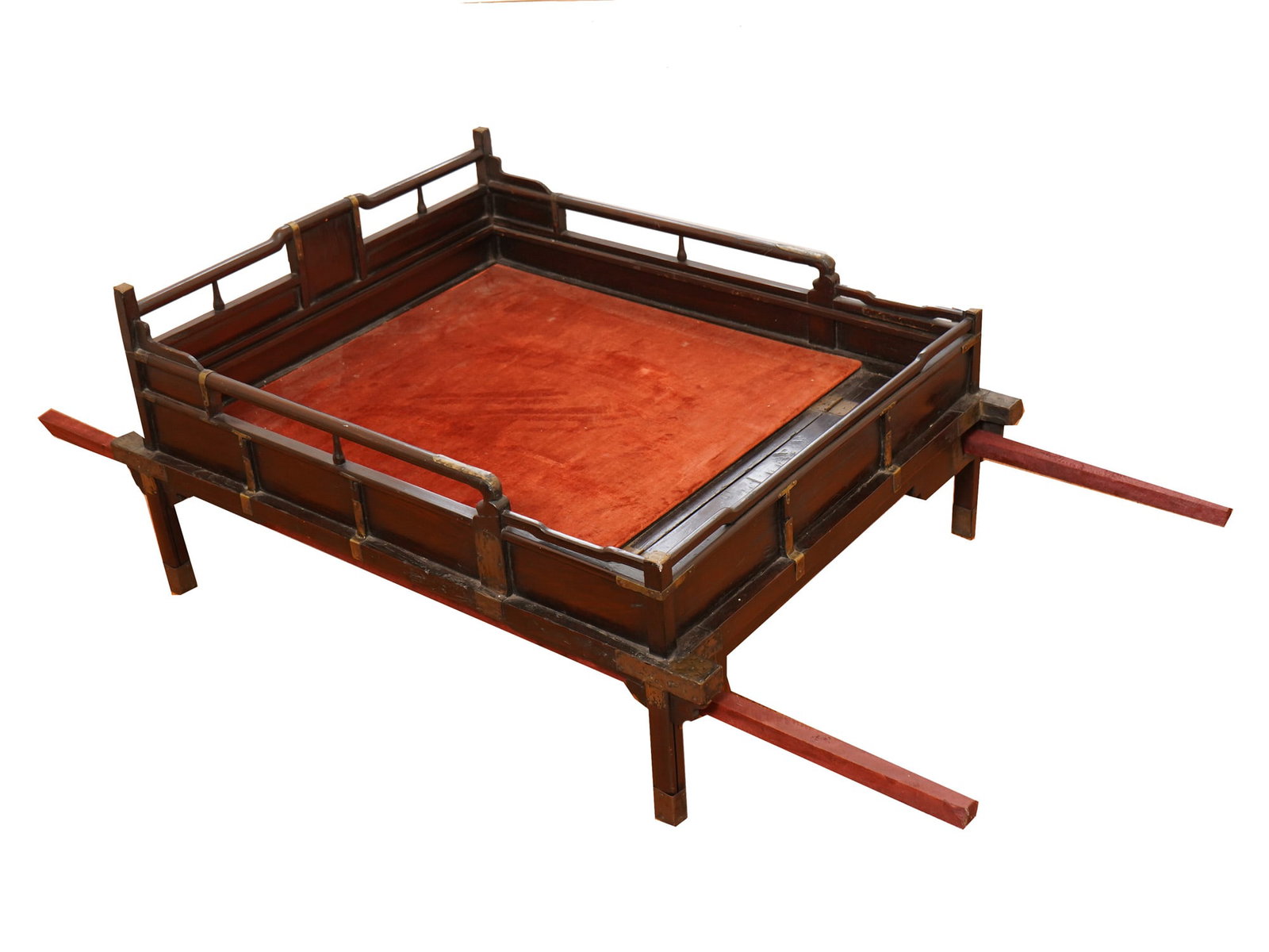 19TH C KOREAN JEOSON PALANQUIN GAMA FOR TRANSPORTATION: A 19th century Korean palanquin, known as a gama, dates to the late Joseon Dynasty and was traditionally reserved for the transportation of high-ranking officials or nobility. Constructed from dark st