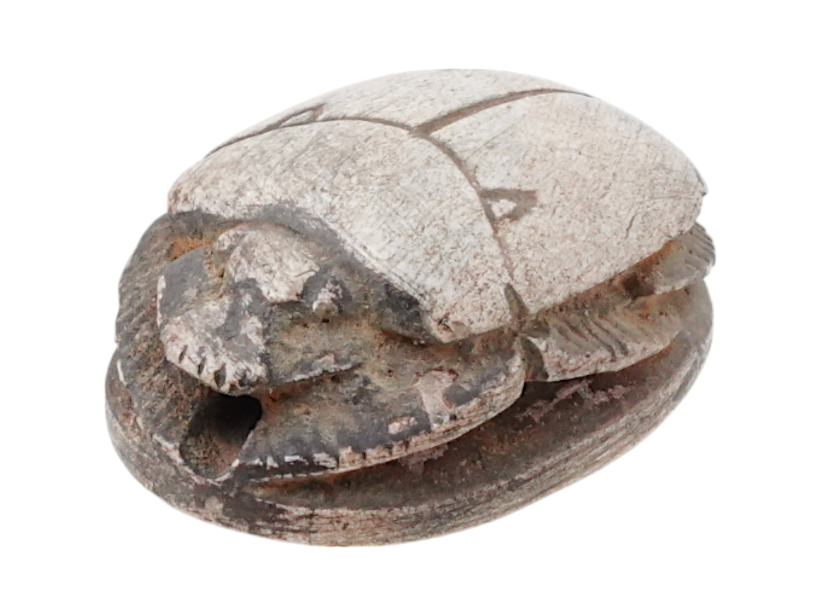 ANCIENT EGYPTIAN CARVED LIMESTONE SCARAB FIGURE (1 of 5)
