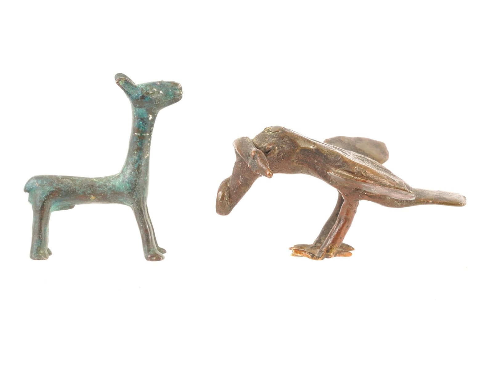 TWO ANCIENT BRONZE ZOOMORPHIC FIGURES - 3