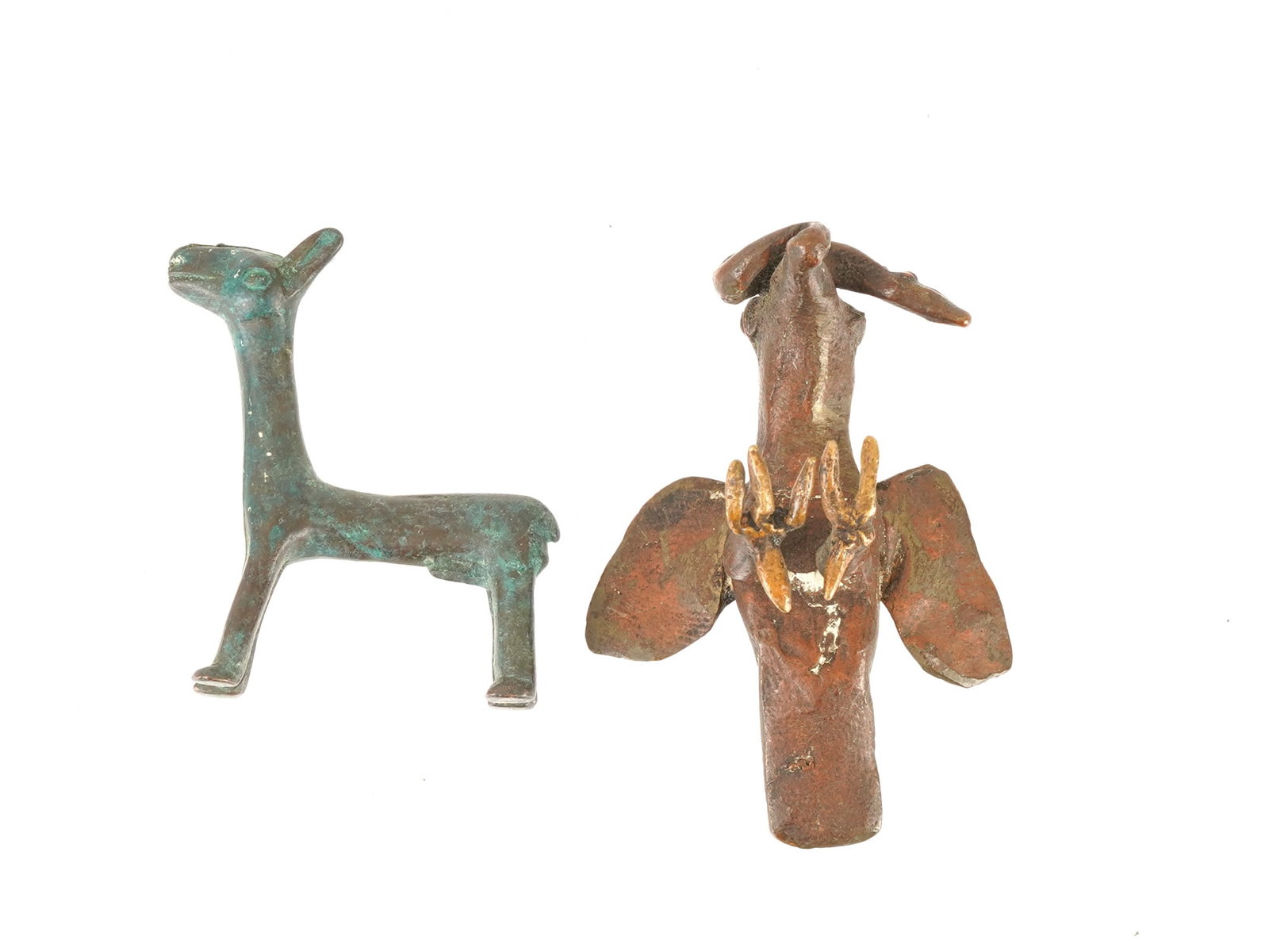 TWO ANCIENT BRONZE ZOOMORPHIC FIGURES - 4