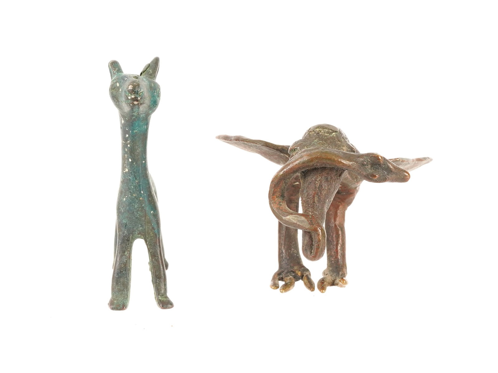 TWO ANCIENT BRONZE ZOOMORPHIC FIGURES - 6