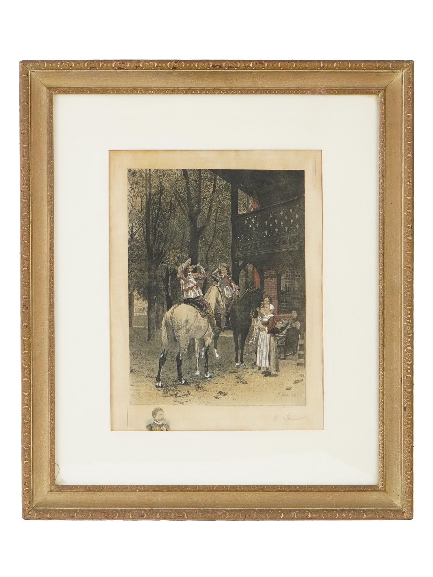 FRENCH PIECE ON SILK AFTER JEAN LOUIS MEISSONIER (1 of 4)