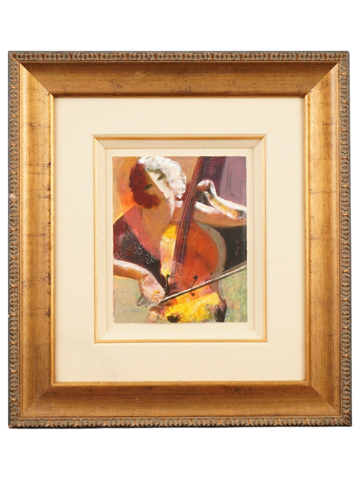 MAHMOOD SABZI TO LOVE YOU LITHOGRAPH: Mahmood Sabzi, born 1951, Iranian, American, a lithograph on paper, titled To Love You, features a vibrant abstract composition with a musical theme. The artwork utilizes a warm palette of reds,
