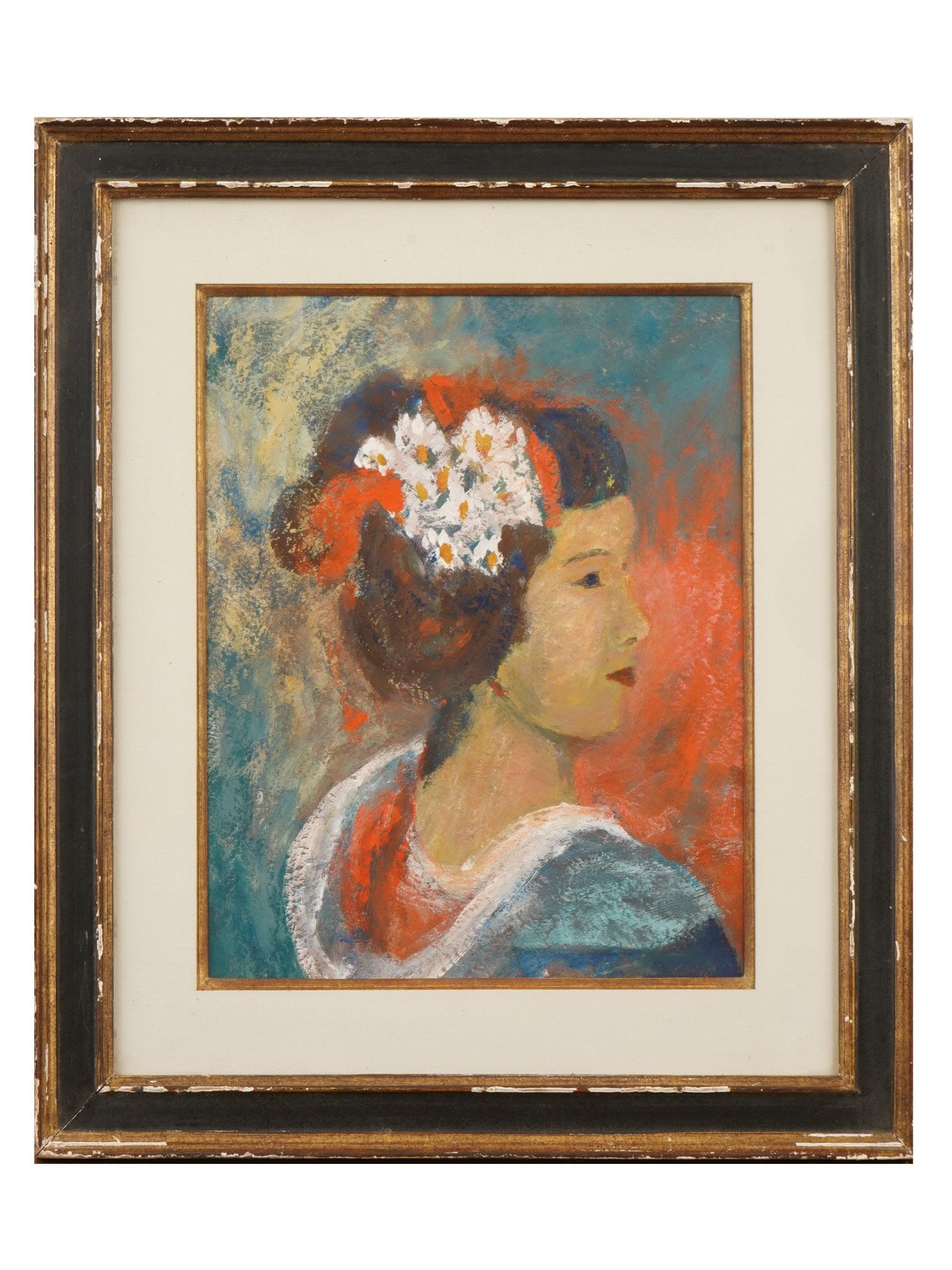 MID CENT IMPRESSIONIST FEMALE PORTRAIT OIL PAINTING (1 of 4)