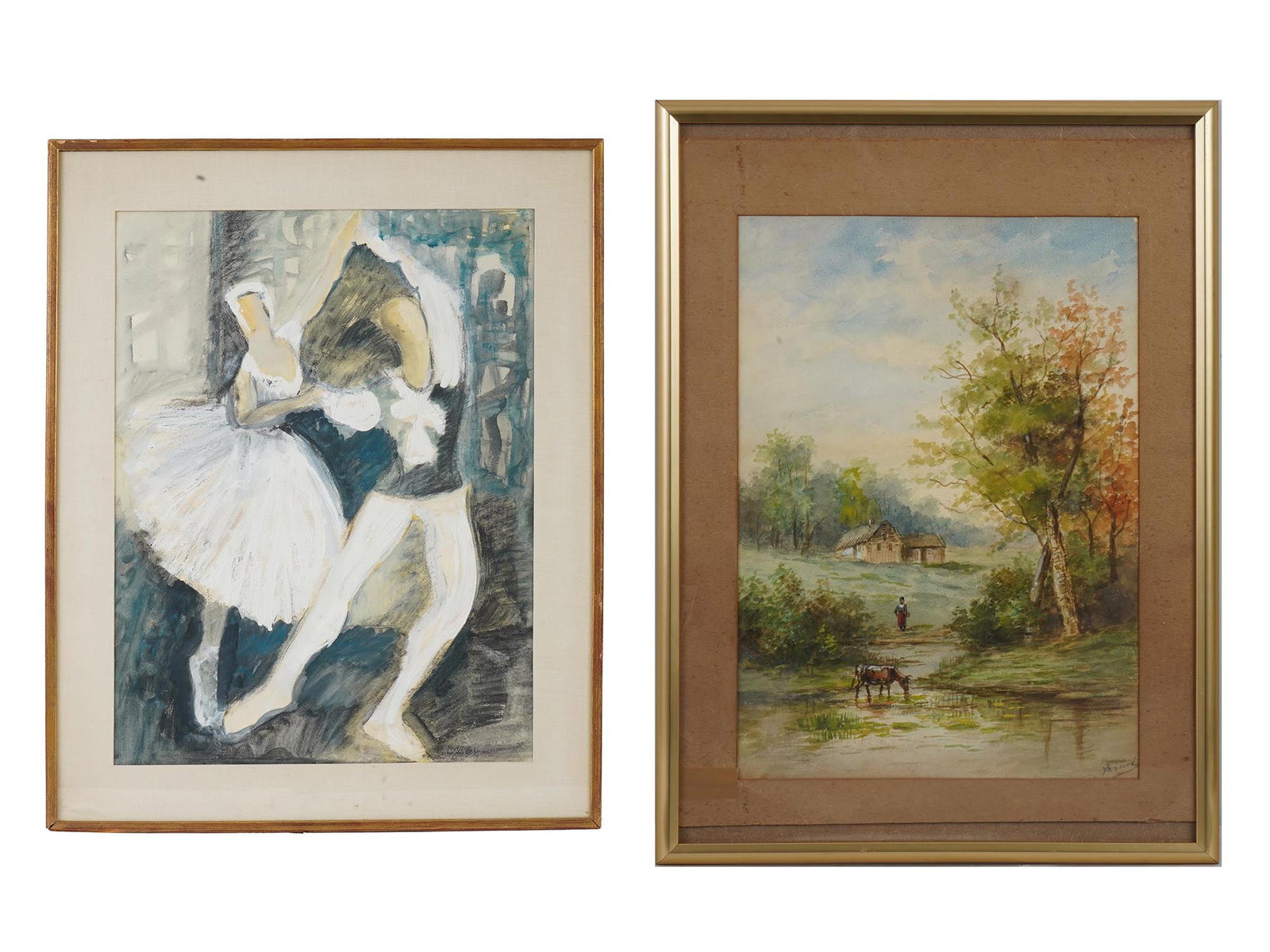 MID CENTURY MIXED MEDIA PAINTING BY HENRY GIRARD BALLET (1 of 12)