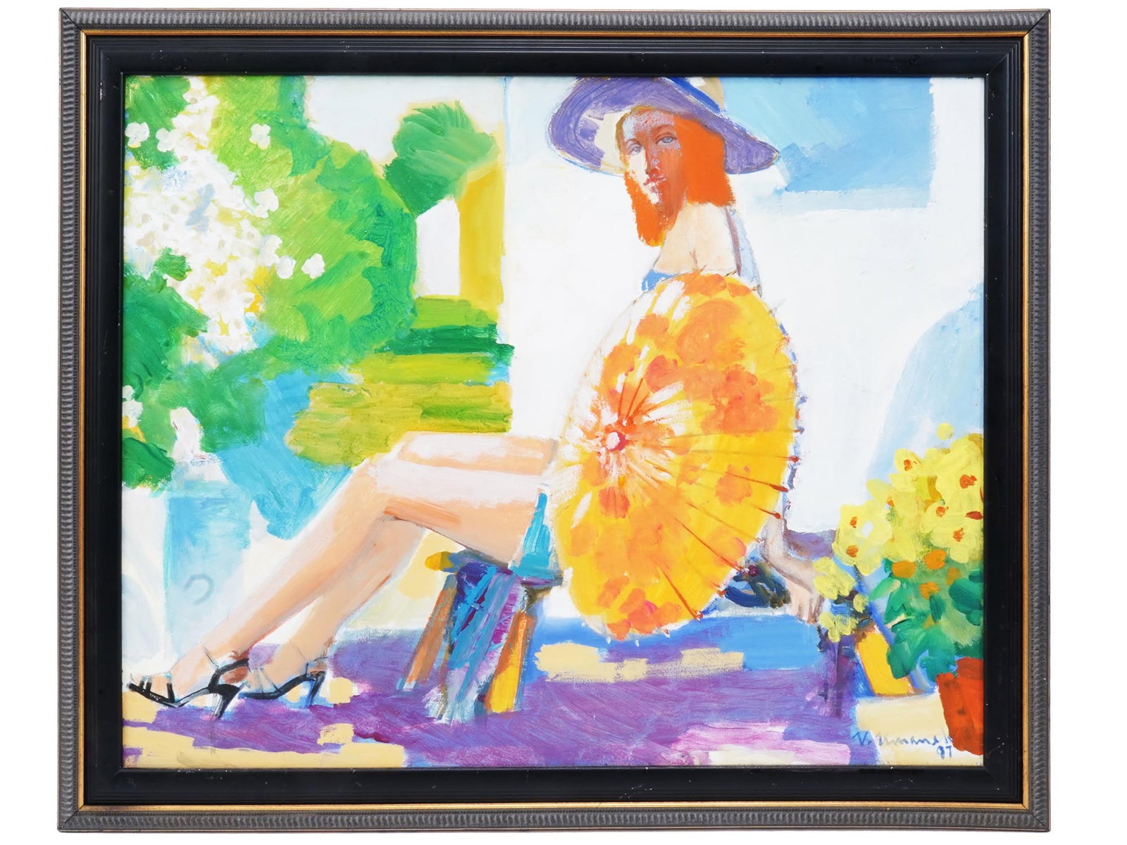 RUSSIAN PORTRAIT OIL PAINTING BY VLADIMIR UMANSKI: Vladimir Beniaminovich Umanski, Russian Soviet, born 1948, oil painting on canvas depicting a portrait of a sitting lady, 1997. Signed and dated lower right. Framed. Additionally signed on the back. A