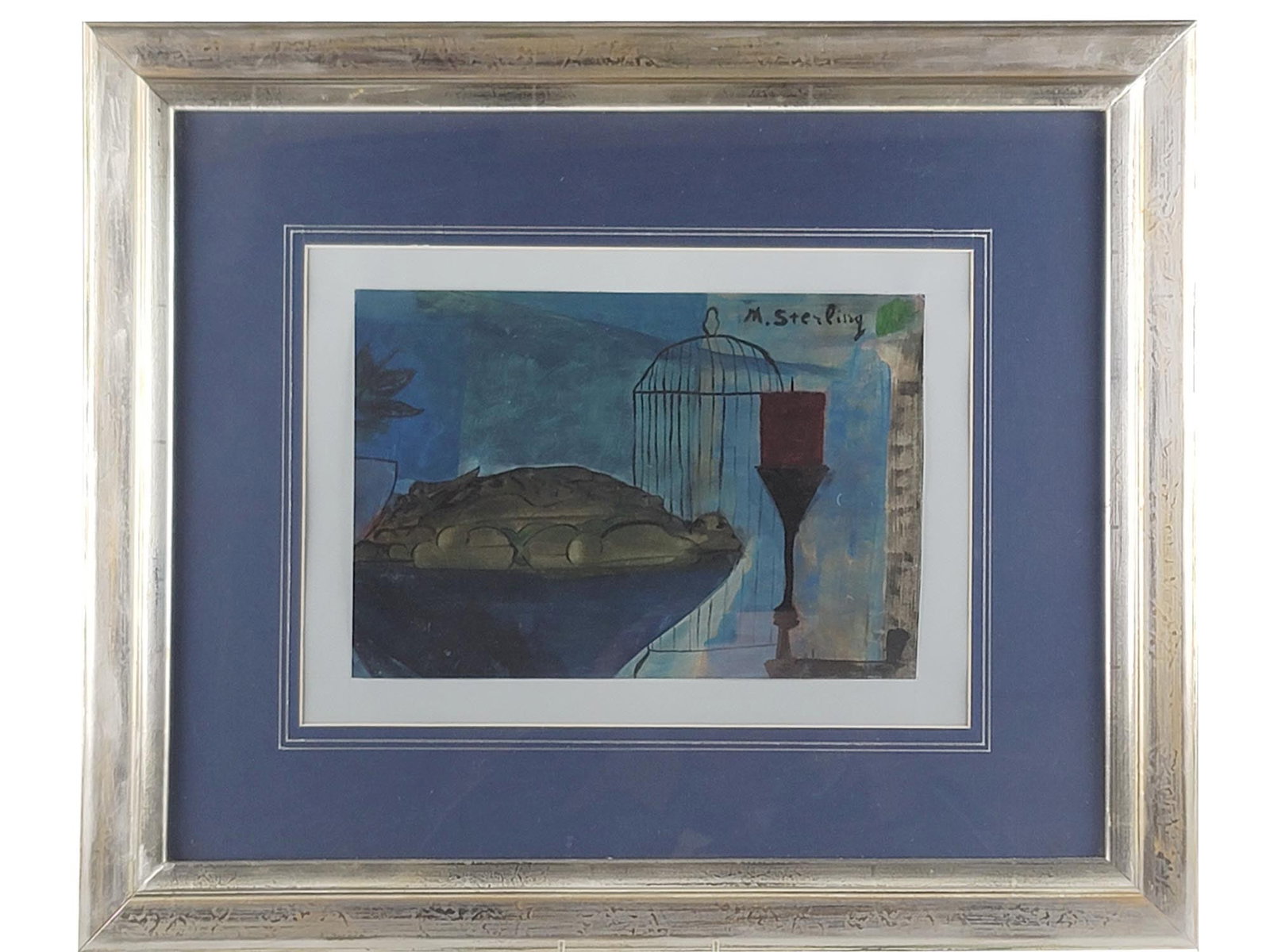 MARC STERLING RUSSIAN FRENCH GOUACHE PAINTING: A gouache and watercolor on paper still life painting by Marc Sterling Russian, French, 1897 to 1976. He was a prominent member of Ecole de Paris. Signed upper right. Matted and framed, has a gallery 