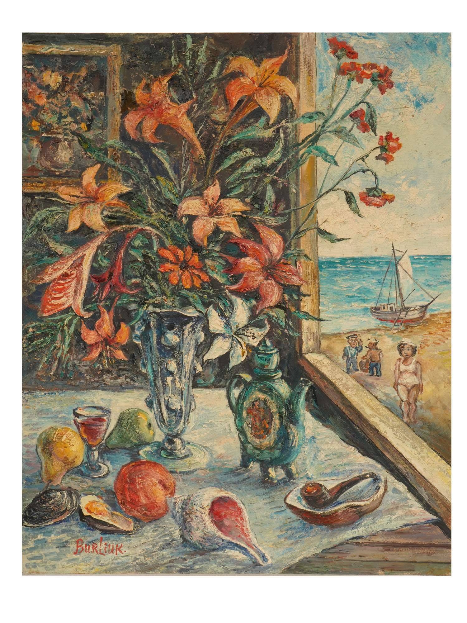 OIL PAINTING SIGNED DAVID BURLIUK WITH EXPERTISE (1 of 7)