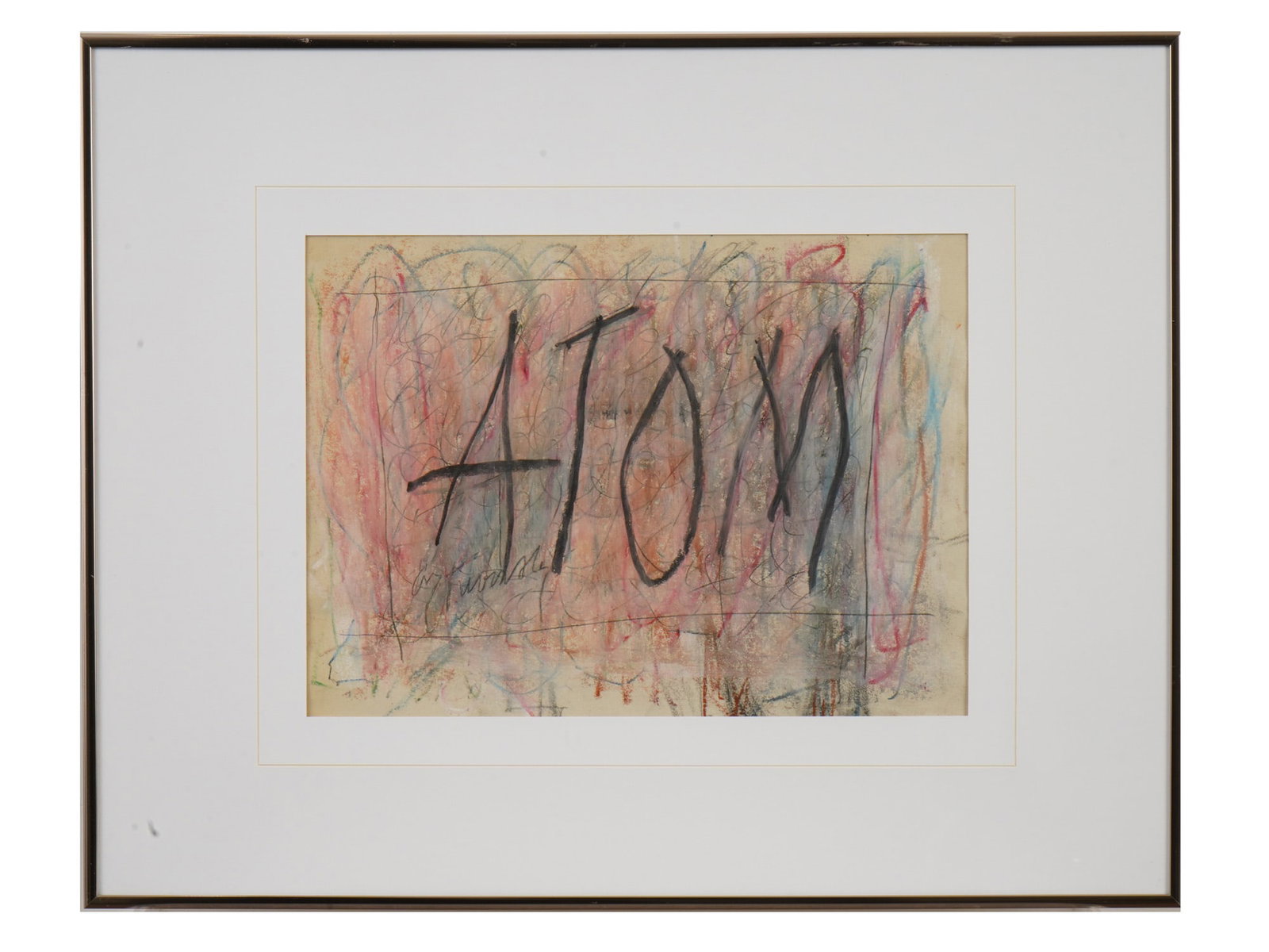 CY TWOMBLY MANNER ABSTRACT MIXED MEDIA PAINTING FRAMED (1 of 3)