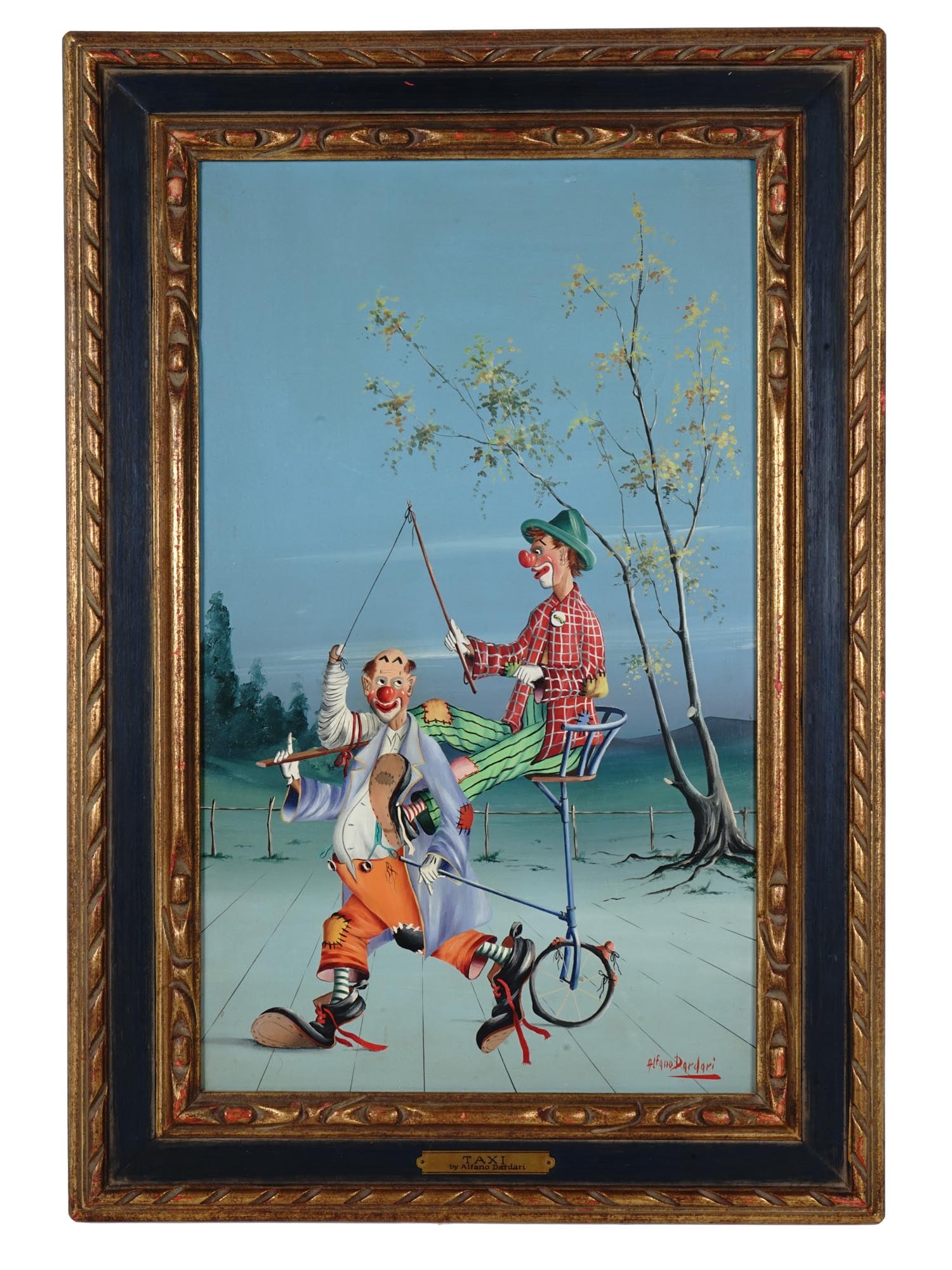 SURREALIST PAINTING CLOWNS SIGNED ALFANO DARDARI (1 of 7)