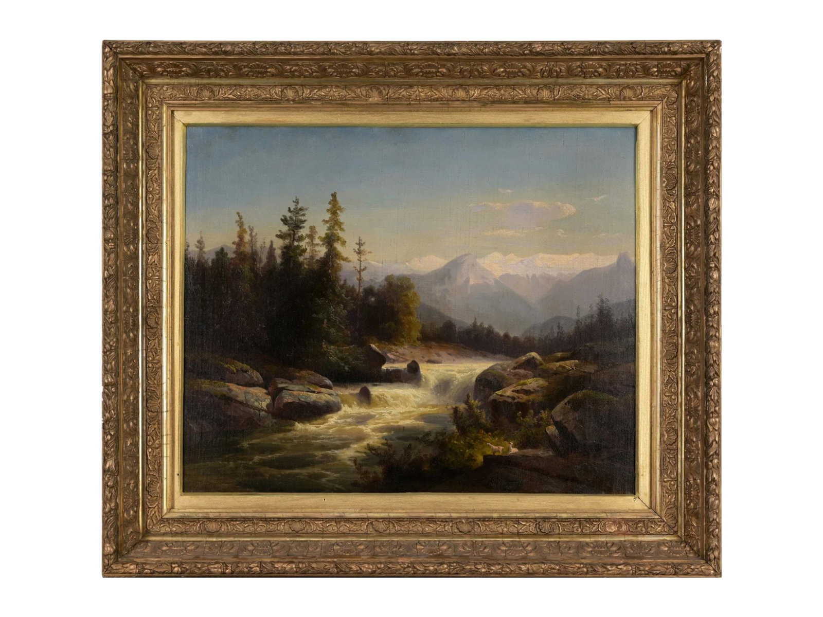 19TH CEN AMERICAN SCHOOL RIVER LANDSCAPE OIL PAINTING (1 of 2)