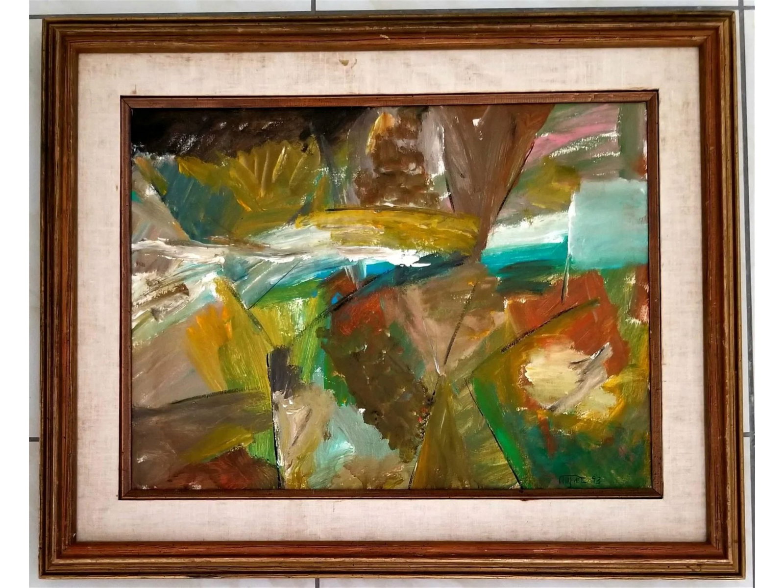 RAM KUMAR '93 INDIA PAINTING ABSTRACT ACRYLIC ON CANVAS: Oil on canvas Signed lower right “Ram K 93” Inscribed on the reverse “RK 93” Framed</