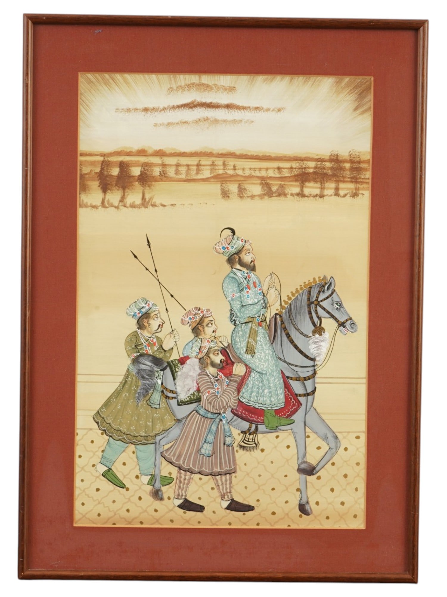 INDIAN MUGHAL ART MINIATURE PAINTING ON TEXTILE (1 of 3)