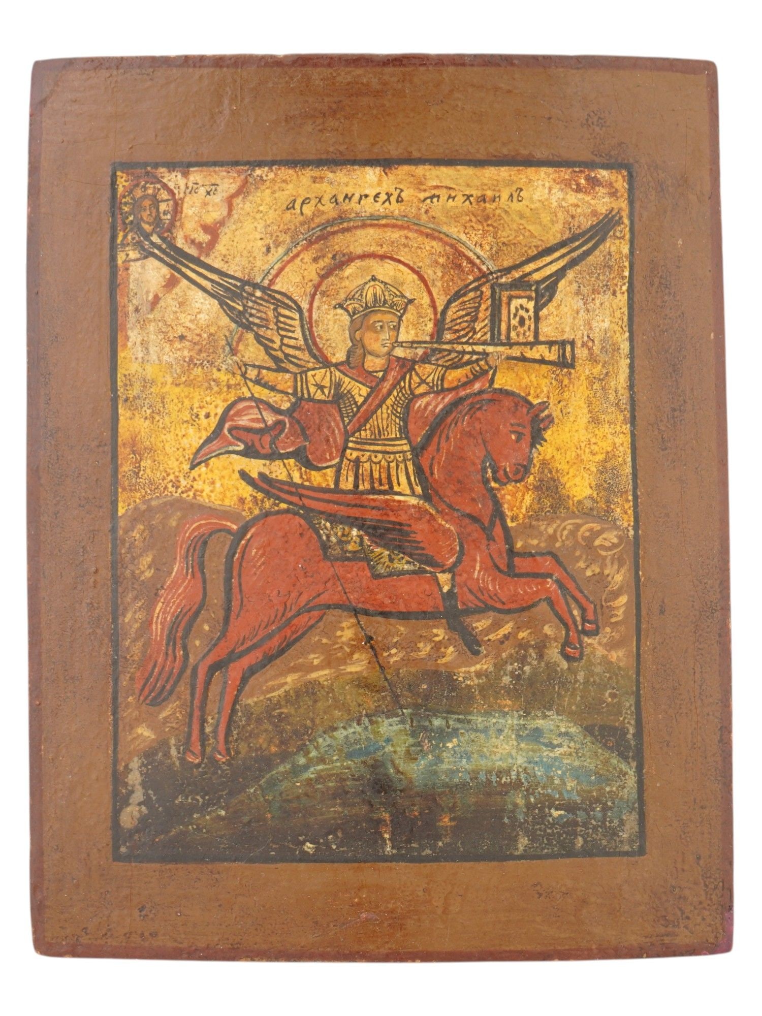 ANTIQUE 19TH C RUSSIAN ORTHODOX ICON OF ST MICHAEL (1 of 6)