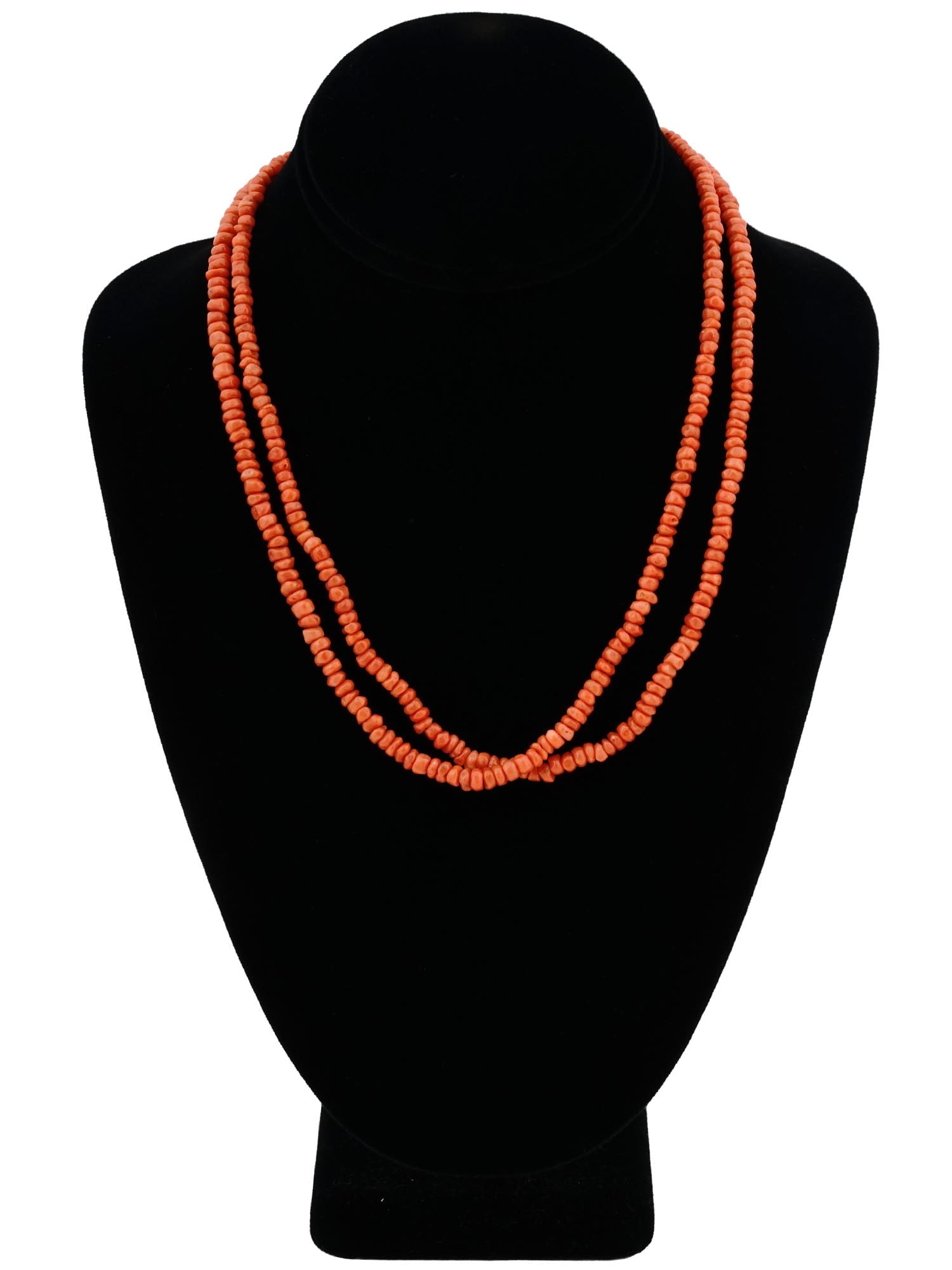 1930S HAND CARVED CORAL BEADED JEWELRY NECKLACE (1 of 5)