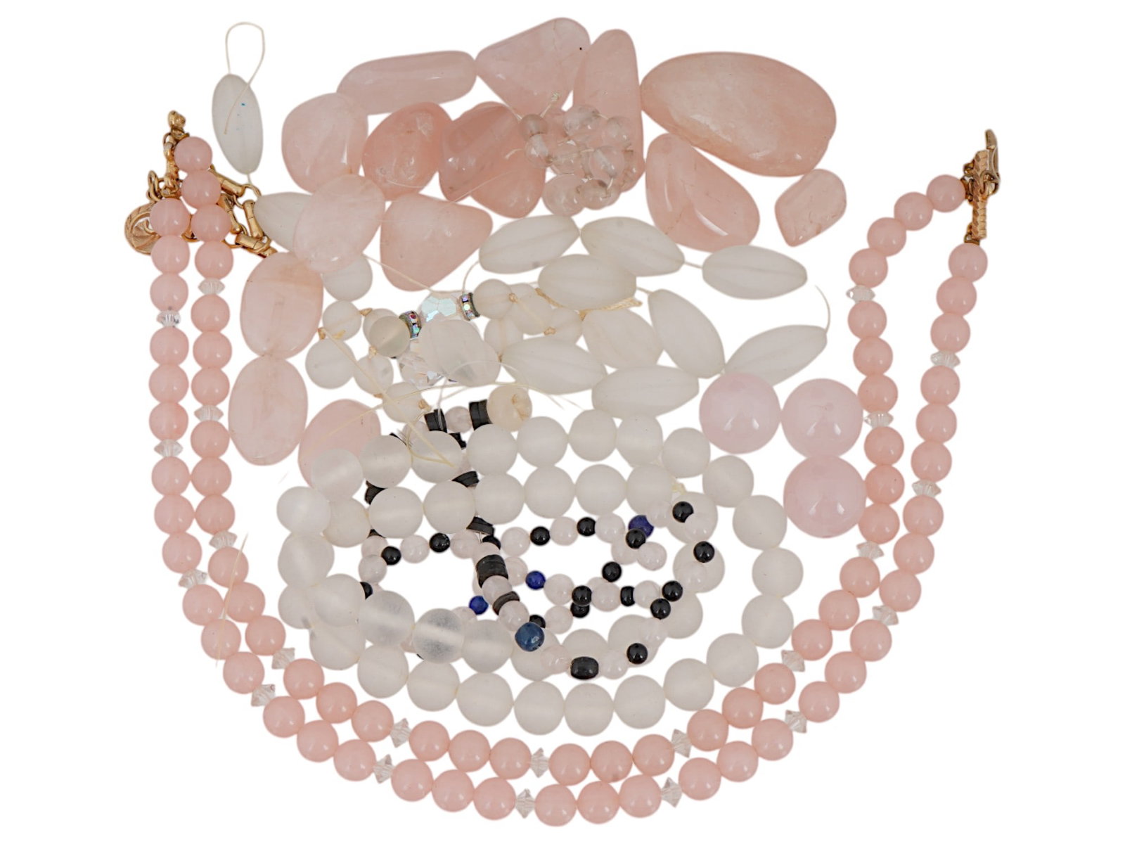 COLLECTION OF ASSORTED CARVED STONE BEADS STRINGS (1 of 3)