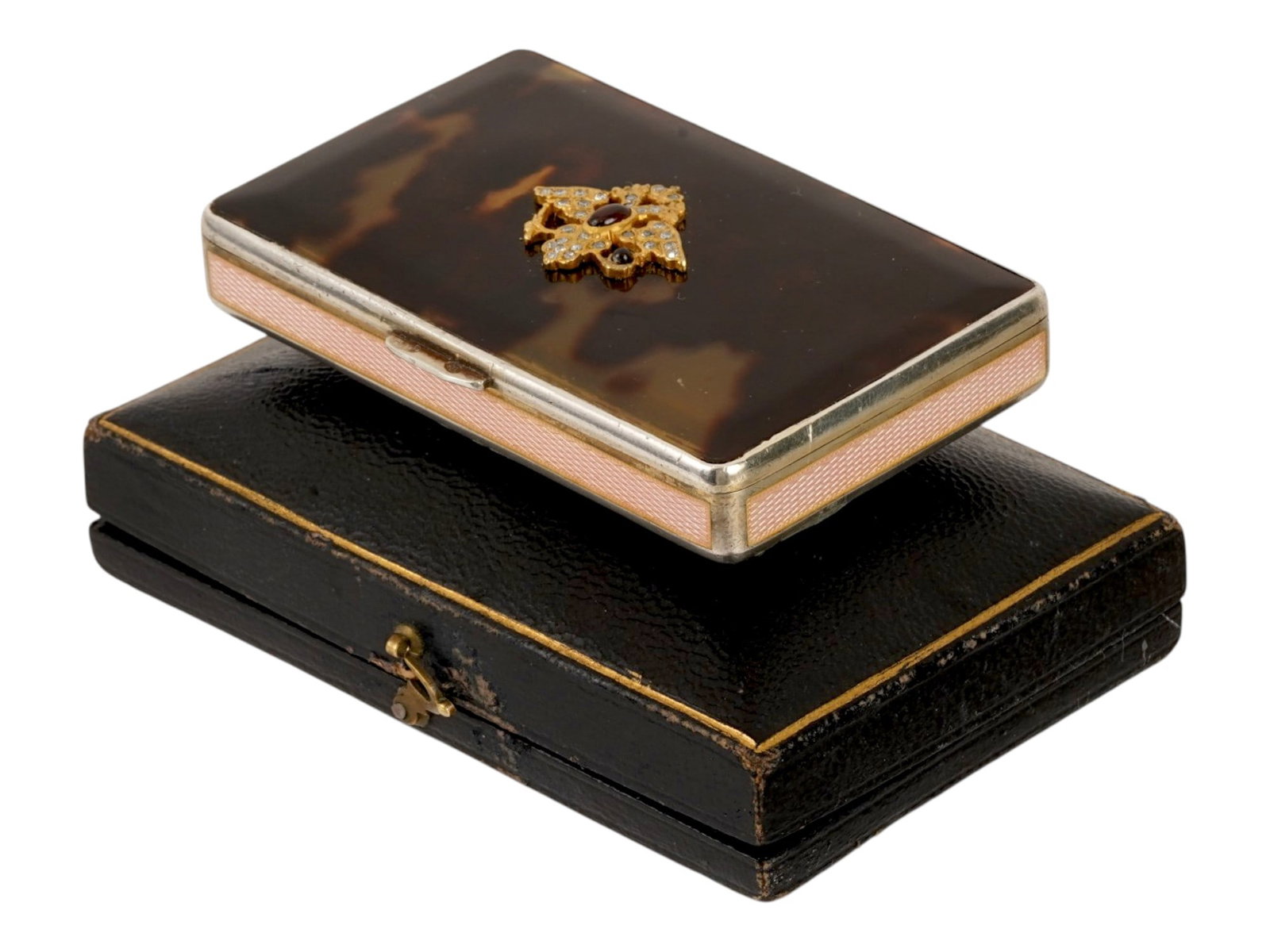 RUSSIAN SILVER ENAMEL DIAMOND RUBY CIGARETTE CASE (1 of 13)