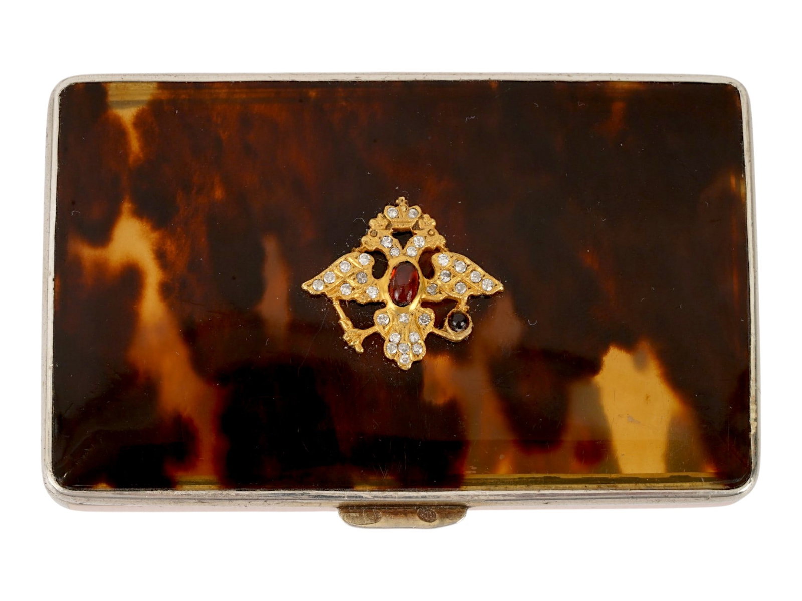 RUSSIAN SILVER ENAMEL DIAMOND RUBY CIGARETTE CASE - 3