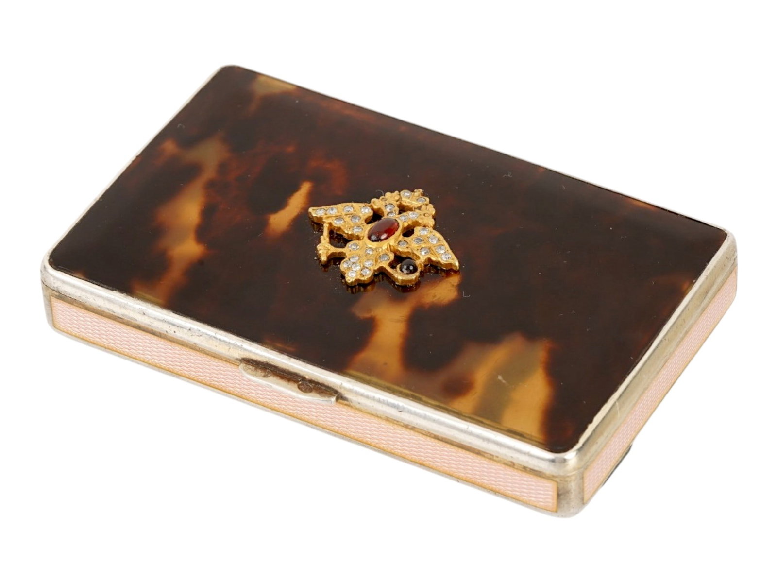 RUSSIAN SILVER ENAMEL DIAMOND RUBY CIGARETTE CASE - 4