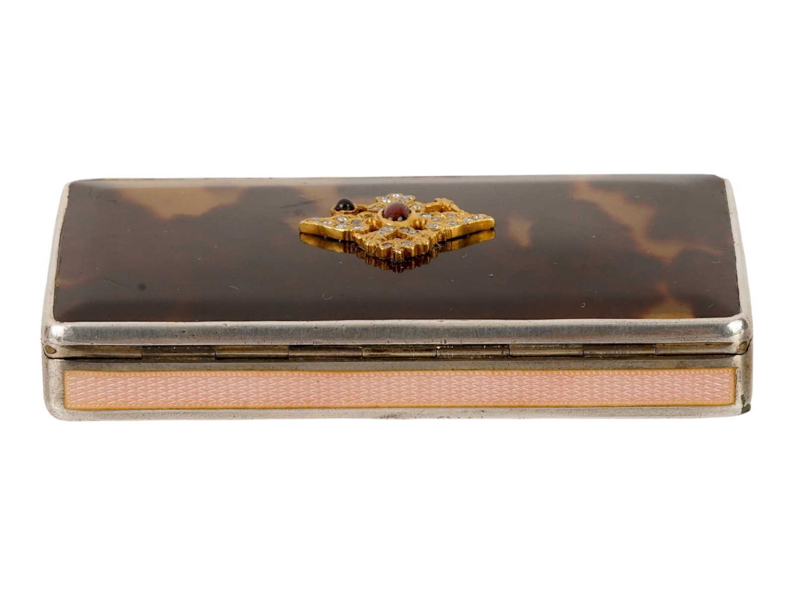 RUSSIAN SILVER ENAMEL DIAMOND RUBY CIGARETTE CASE - 6