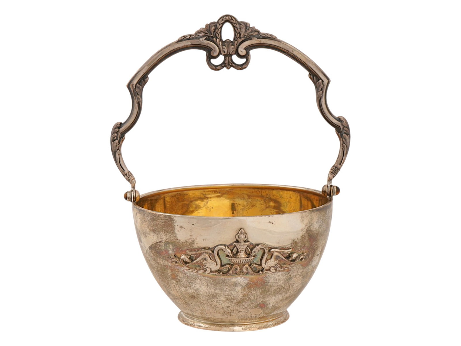 RUSSIAN 84 SILVER RELIEF SWANS CANDY BOWL W HANDLE (1 of 8)
